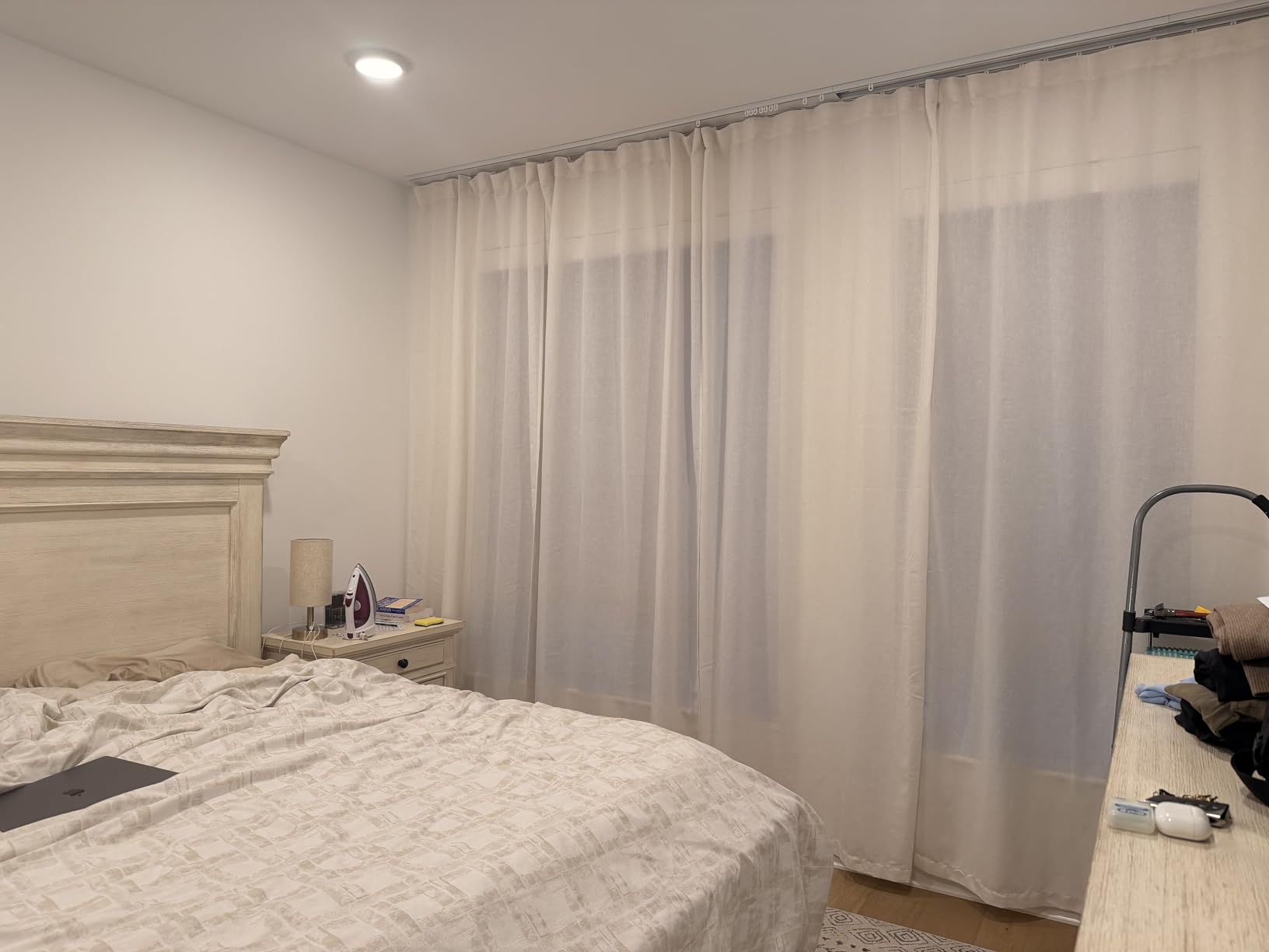 PANELSBURG Ceiling to Floor White 120 Inches Long Curtains for Living Room 2 Panels Set, Back Tab 10 FT Coastal White Linen Semi Sheer High Ceiling Curtain for Large Windows, 10 Foot Curtains customer photo 1