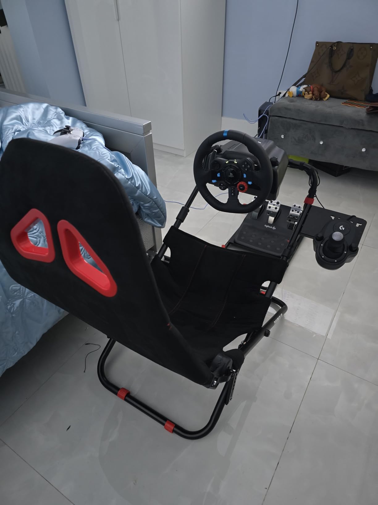 DIWANGUS Racing Simulator Cockpit Foldable Racing Wheel Stand with Seat customer photo 1