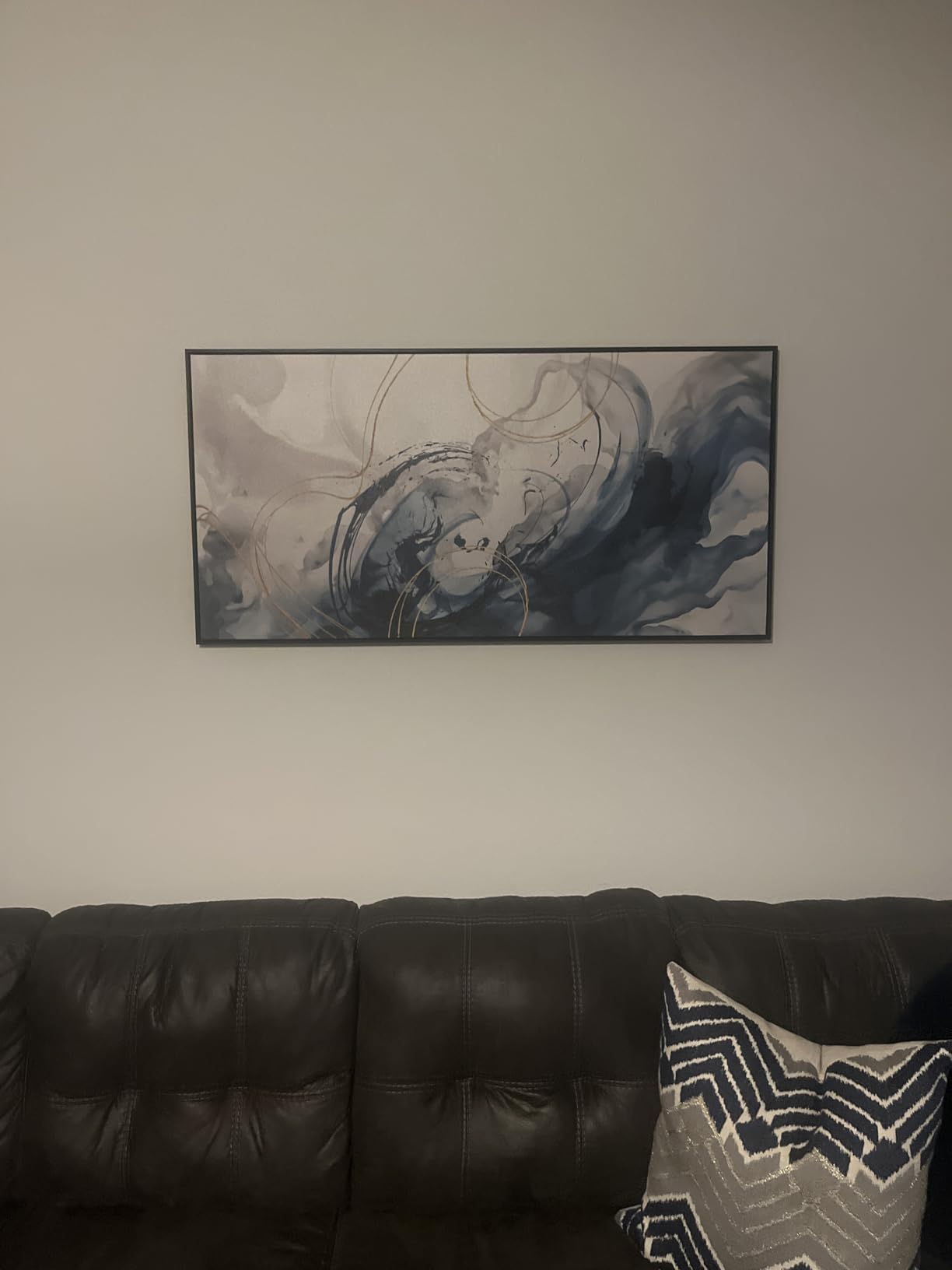 Mofutinpo Framed Abstract Canvas Wall Art | Modern Blue Contemporary Painting for Living Room, Bedroom, and Office | Large Abstract Artwork 58x29 Inches | artwork for walls customer photo 2