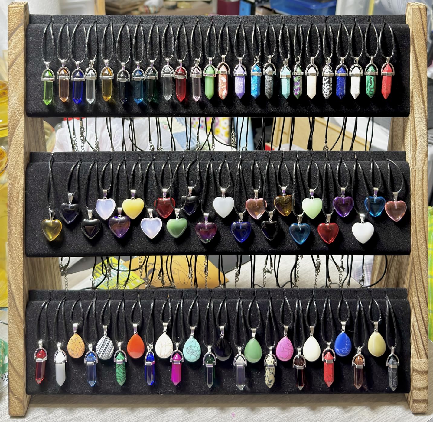 Yoimori Earring Display for Selling, Portable Wood Jewelry Display Case, Large Capacity Jewelry Display for Selling, Earring Card Holder Organizer with Lock for Earrings, Bracelets, Necklaces customer photo 2