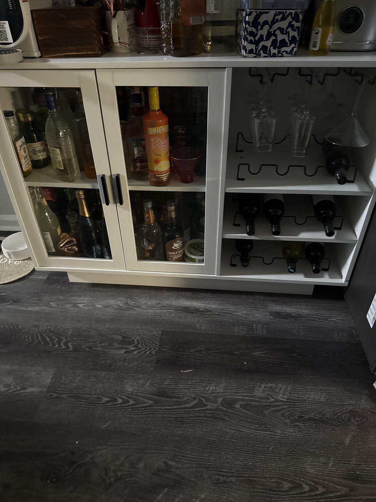 Loomie Wine Bar Cabinet with LED Lights, Floating Coffee Bar with Glass Rack and Removable Wine Racks, Modern Buffet Sideboard customer photo 2
