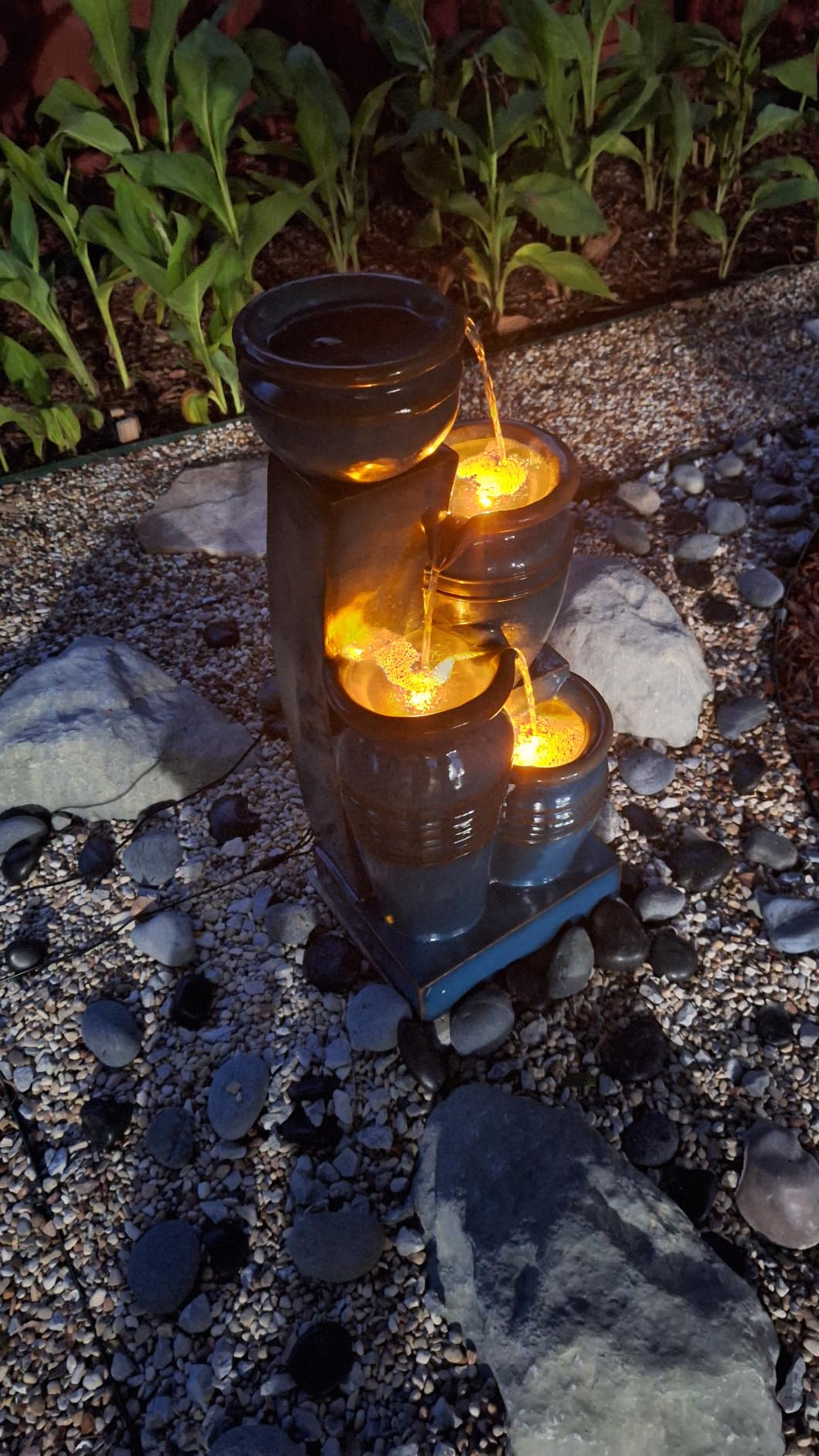 Teamson Home 28.74 in. 4-Tier Cascading Bowl Solar-Powered Water Fountain with LED Lights, Blue customer photo 1