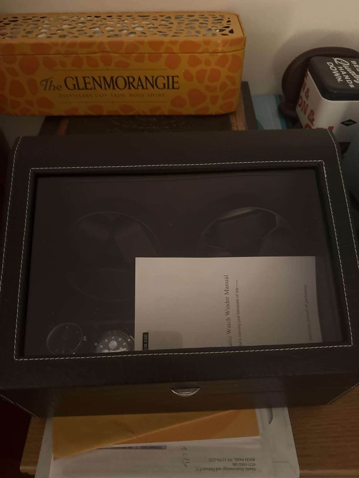 Watch Winder for Automatic Watches, Ultra Quiet Motor, 4 Automatic Watches and 6 Extra Watch Storage Spaces, PU Leather Crocodile Styling customer photo 1