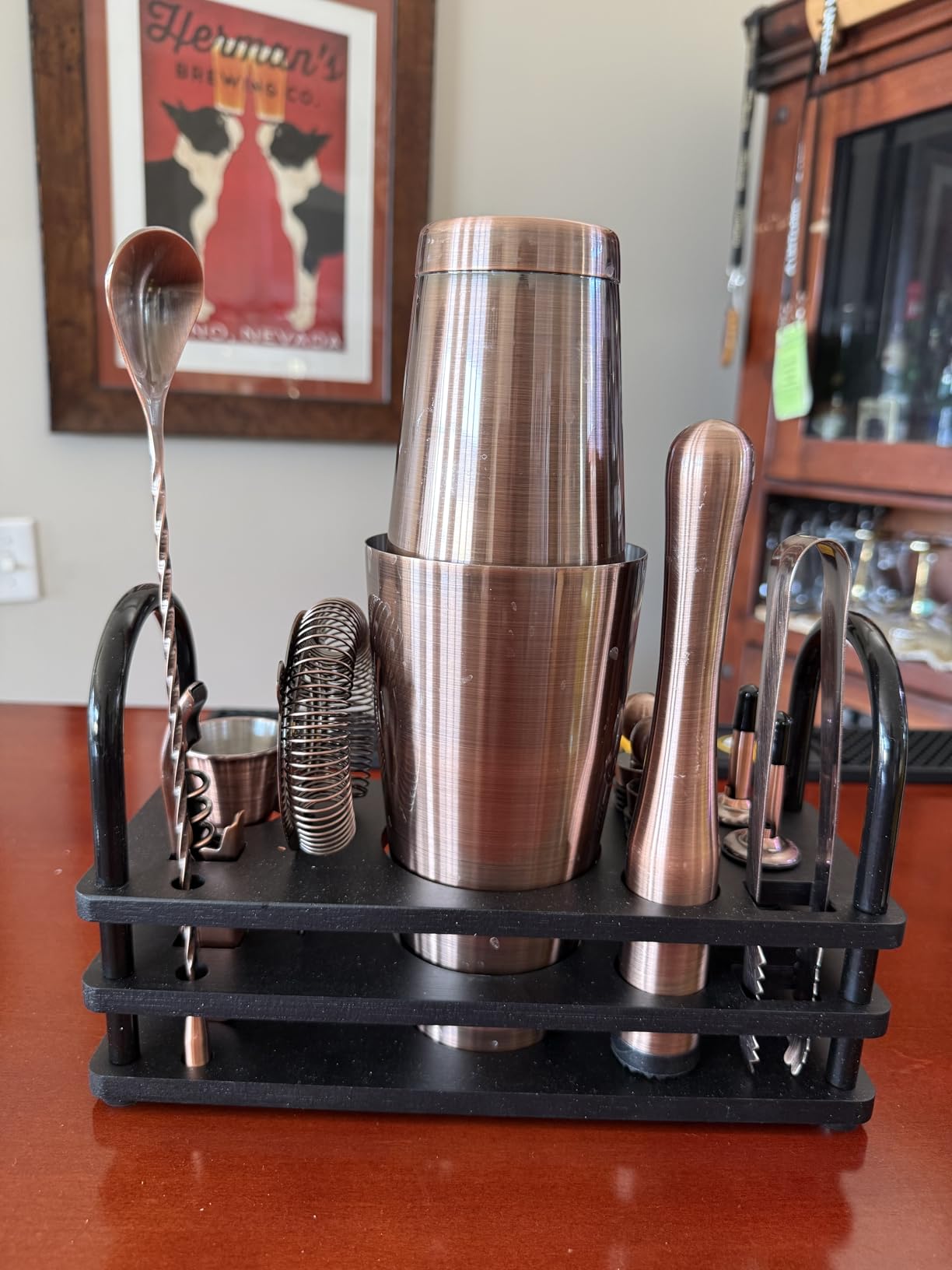 BARE BARREL Mixology Bartender Kit Bar Set | 14-Piece Cocktail Shaker Set | Martini Barware Mixing Tools for Home Bartending | 35 Recipe Cards | Gift Set (28oz Boston Shaker, Jet Black/Black) customer photo 1