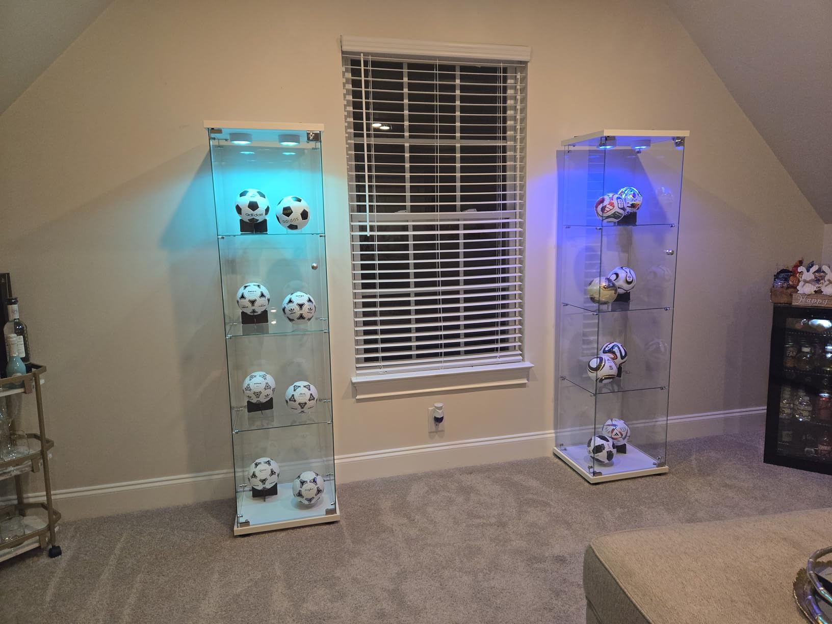 Beauty4U Glass Display Cabinet with LED Light, 4 Shelves, Curio Cabinets for Living Room, Bedroom, Office, White Floor Standing Glass Bookshelf, Quick Installation customer photo 2