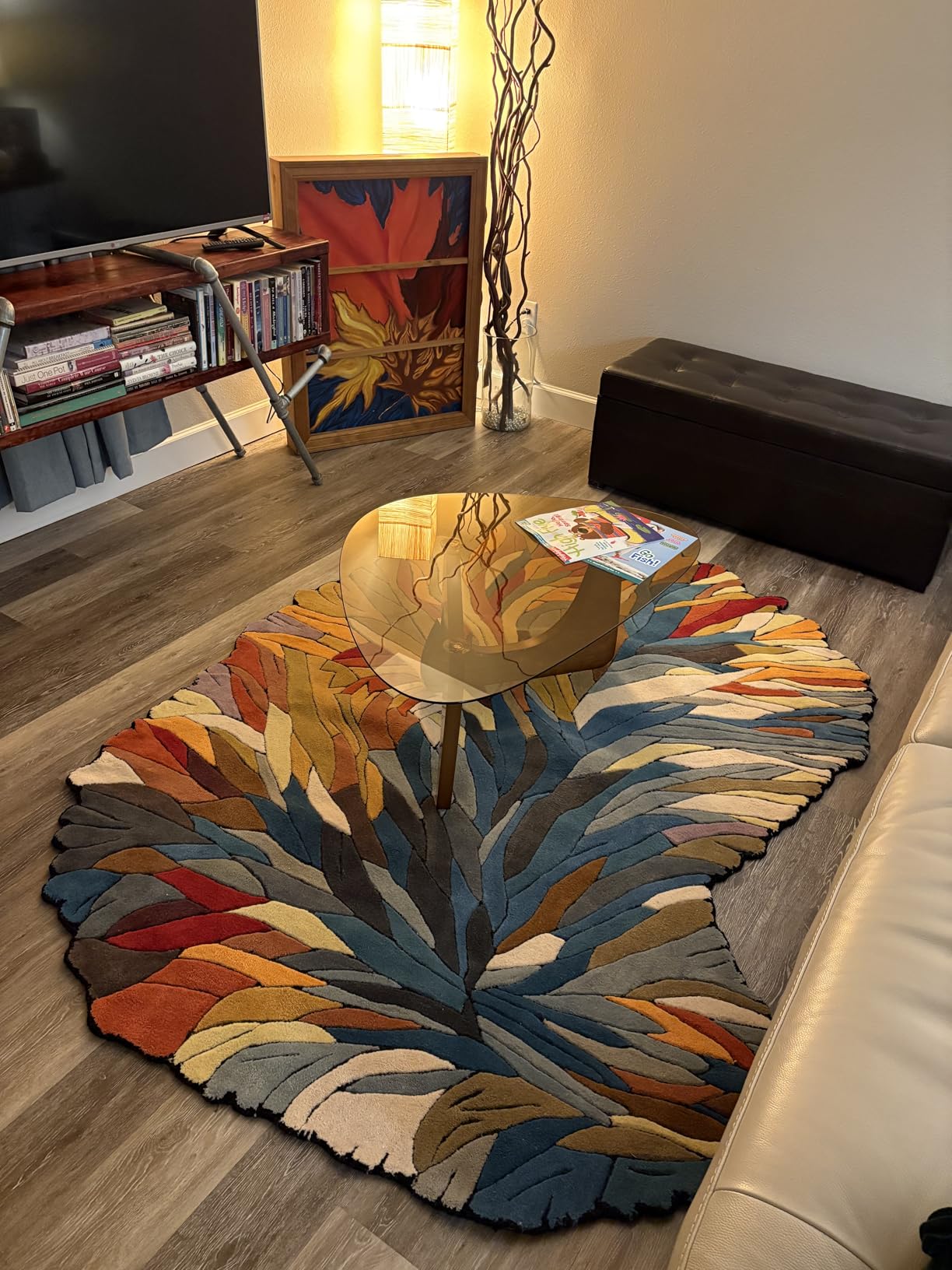 Restoration and Renovation Handmade Irregular Shape Wool Area Rug | Unique Contemporary Botanical Design, Thick & Soft Carpet | Perfect for Living Room, Bedroom Decor (Multi, 5' x 8') customer photo 1