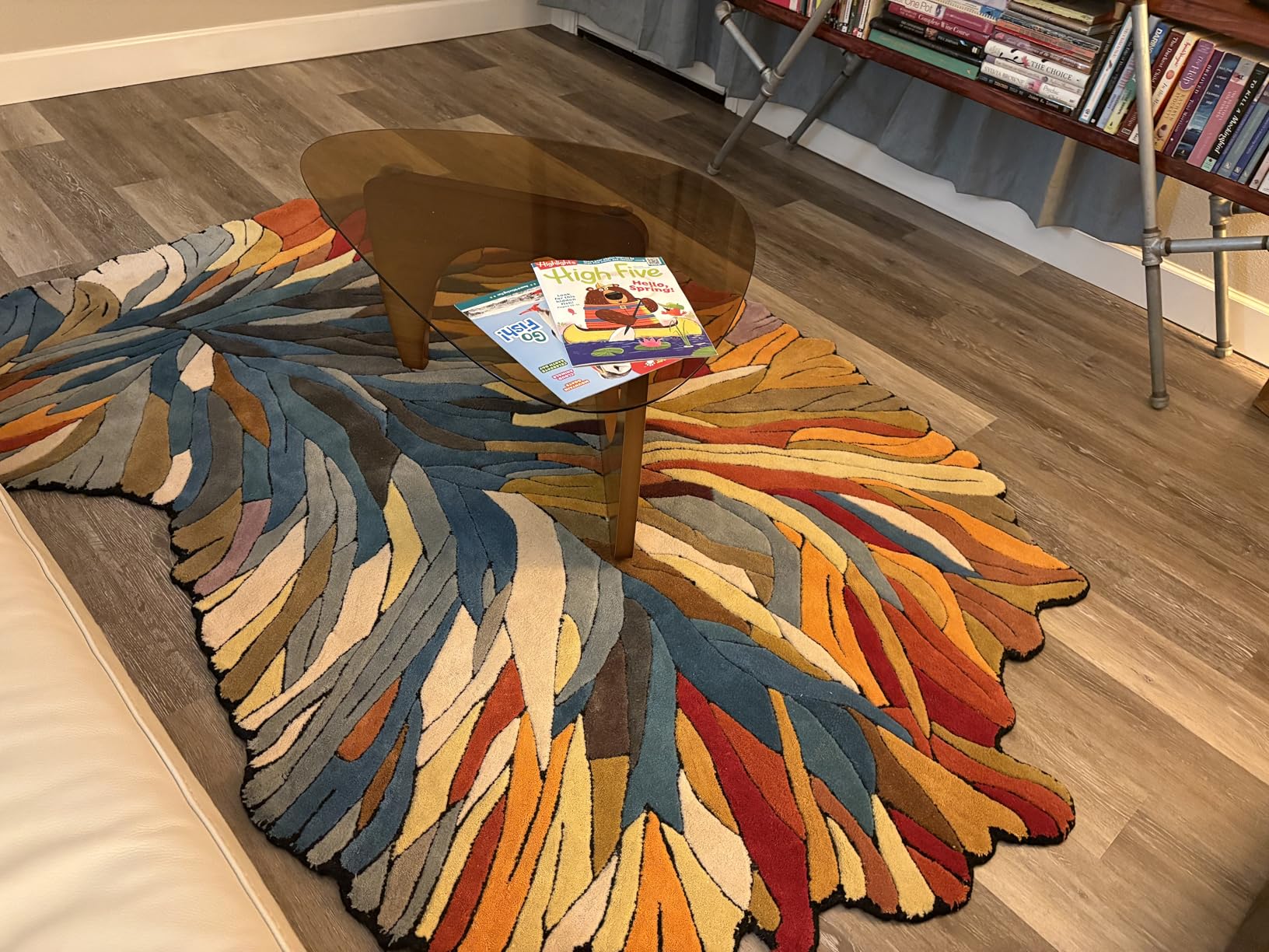 Restoration and Renovation Handmade Irregular Shape Wool Area Rug | Unique Contemporary Botanical Design, Thick & Soft Carpet | Perfect for Living Room, Bedroom Decor (Multi, 5' x 8') customer photo 2