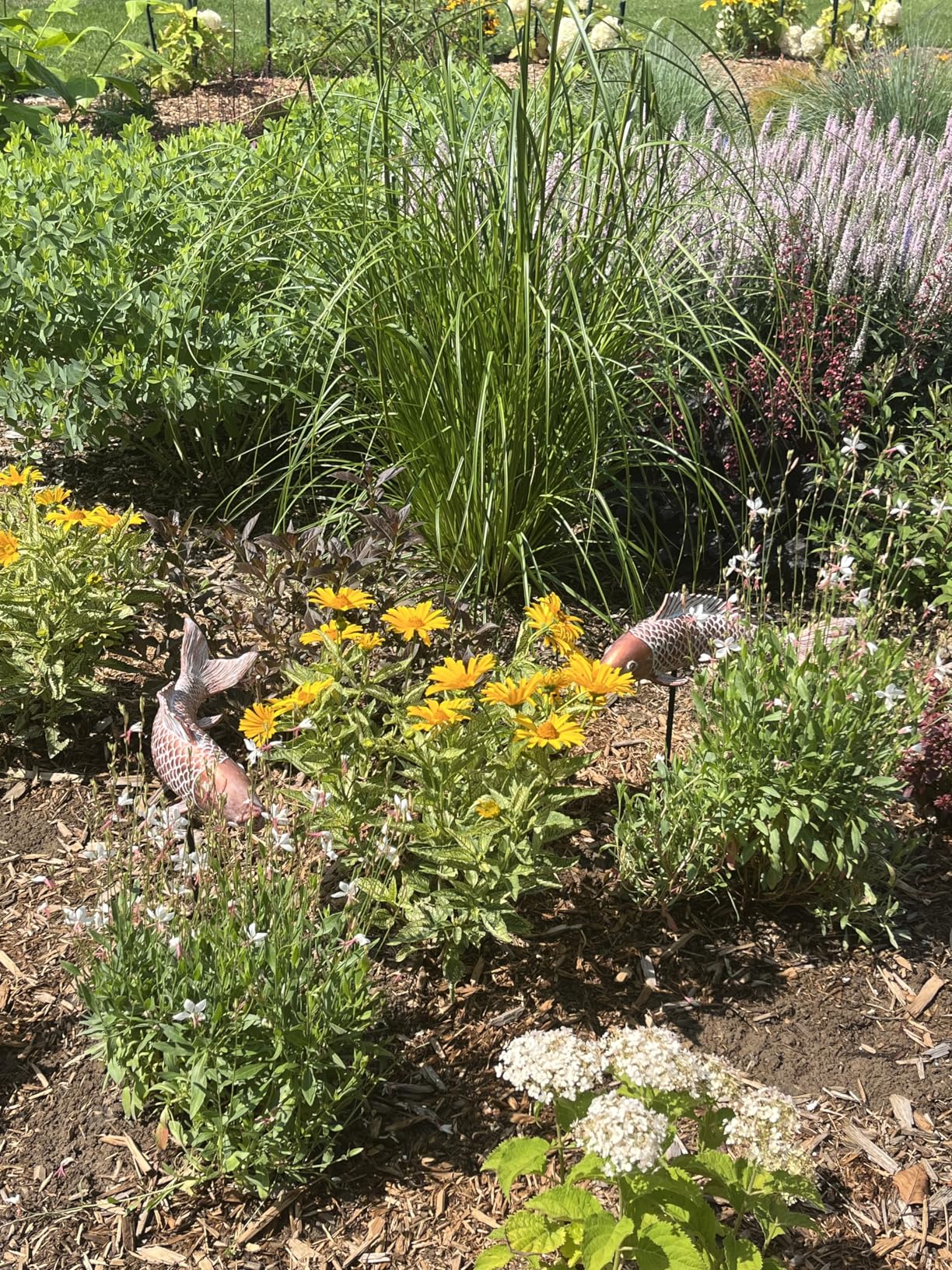 Garden Statues Koi Fish Decor Outdoor Garden Fish Statues, Set of 2 Antique Copper Koi Art Sculptures for Patio, Backyard, Pond and Home Decor customer photo 1