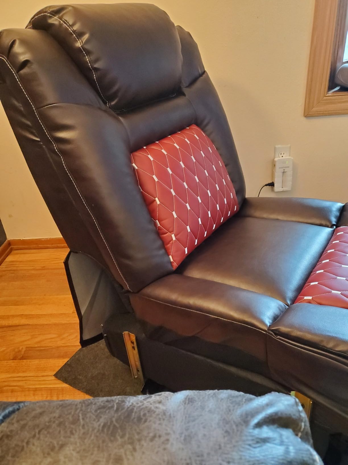 ANJ Power Recliner Chair with Adjustable Powered Headrest Set of 3, Electric Faux Leather Home Theater Seating Overstuffed Reclining Furniture & USB Ports, Cup Holders, Hidden Arm Storage (Black/Red) customer photo 2