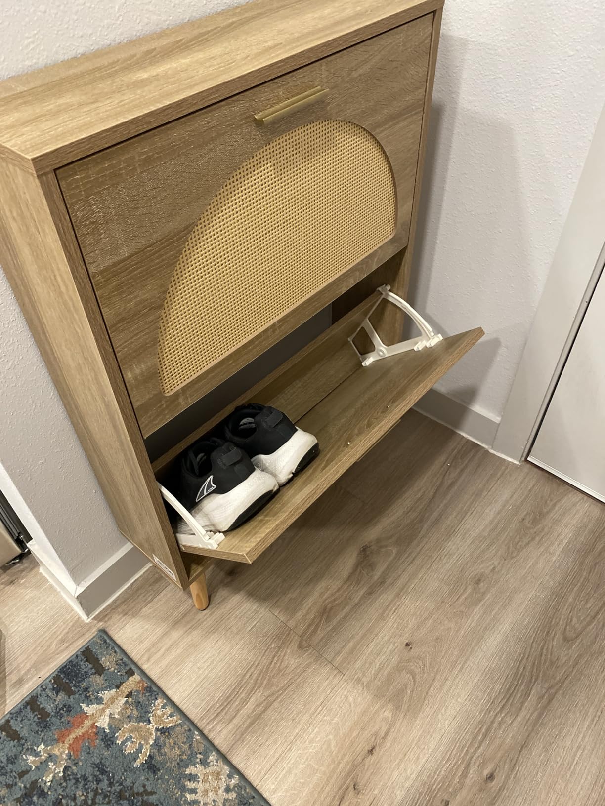 VEVOR Shoe Cabinet with 2 Flip Drawers, Shoe Storage Cabinet for Entryway, Free Standing Shoe Storage Organizer with Rattan Doors for Heels, Boots, Slippers in Hallway, Living Room customer photo 2