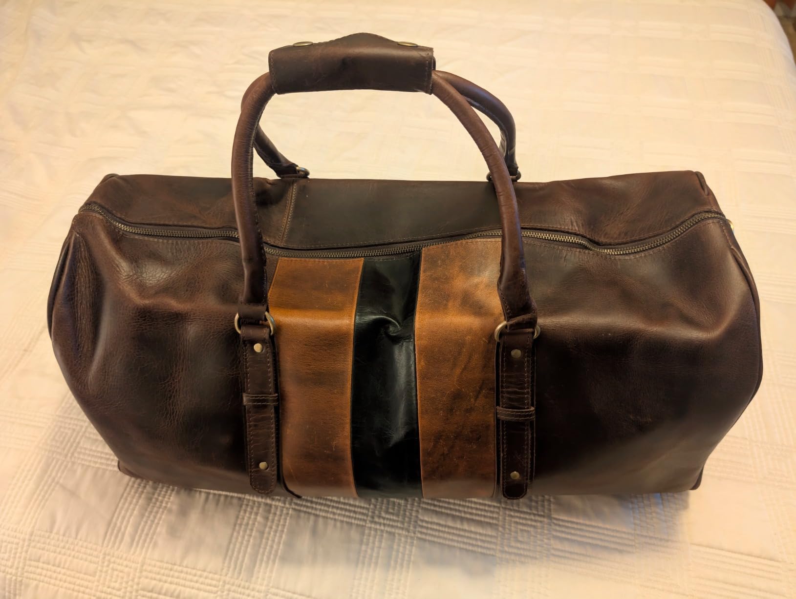 Large Italian Leather Duffle Travel Weekender Overnight Sports Duffel Bags For Men And Women- 22 Inch customer photo 1