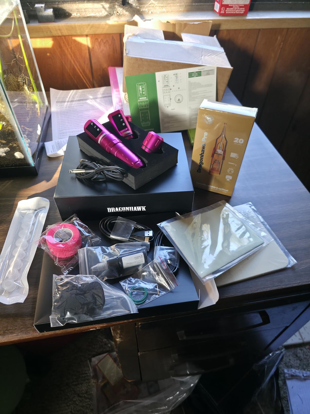 Dragonhawk L3 Tattoo Kit, Cordless/Cord Complete Tattoo Gun Kit Pen Machine, 7 Strokes Length, 2 Batteries 2,000mAh Power Supply with Extra Battery Rca Jack Part, Pro Tattoo Needles for Beginner customer photo 2