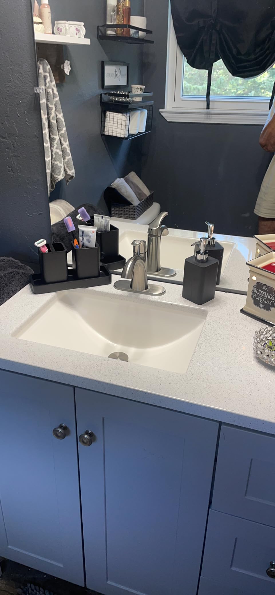 Bathroom Accessories Set, 4 Pcs Bathroom Accessory Set, Soap Dispenser, Toothbrush Holder, Qtip Holder Set, Bathroom Sets Complete, Bathroom Sink Set for Modern Home Decor, White customer photo 2