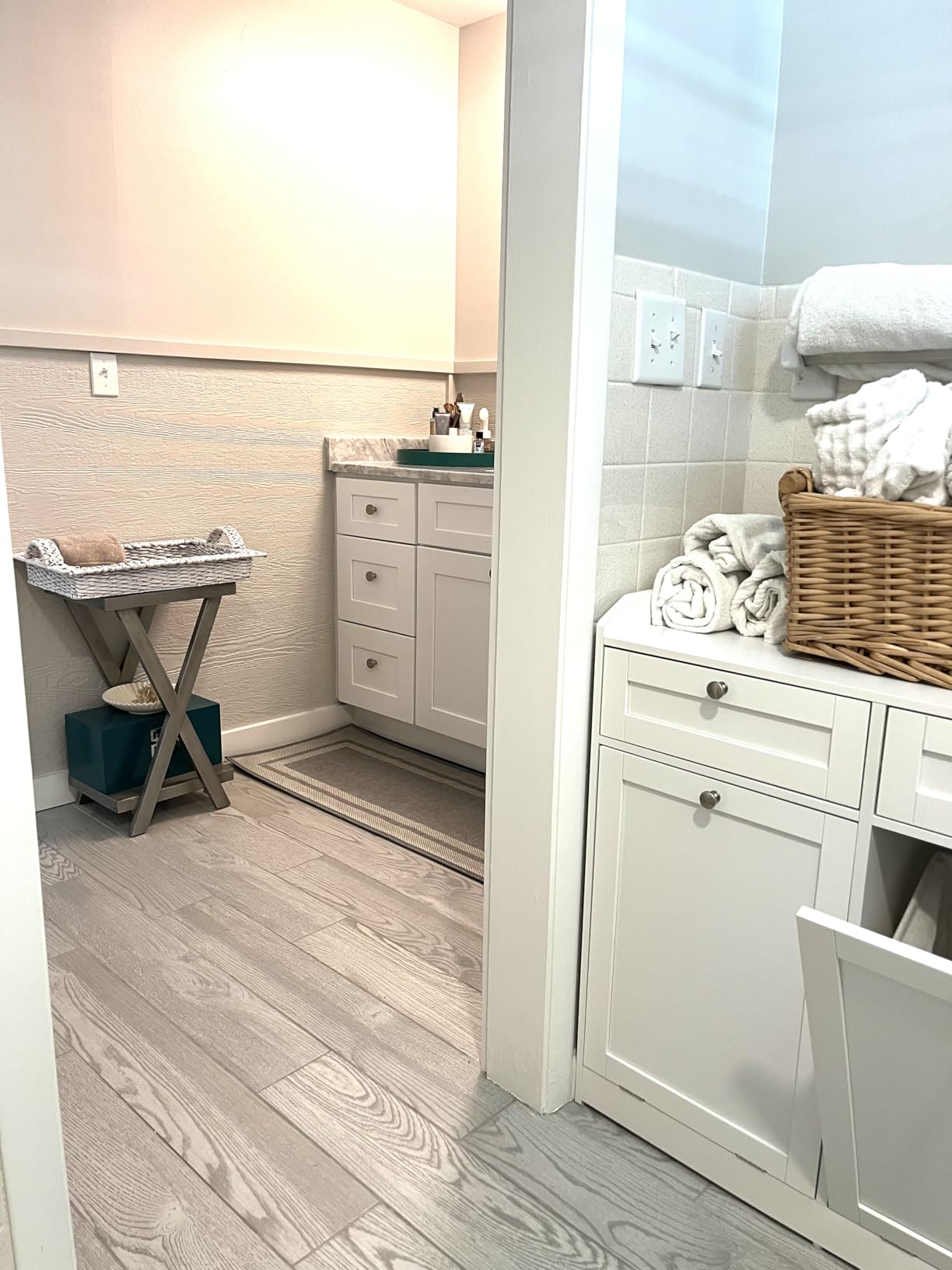 VASAGLE Laundry Cabinet with Tilt-Out Basket, Freestanding Storage Unit with Drawer and Laundry Hamper customer photo 1