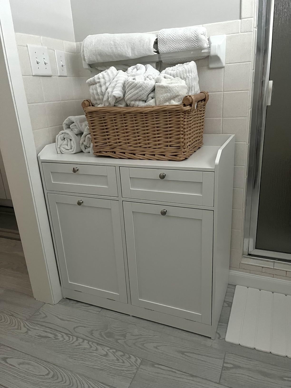 VASAGLE Laundry Cabinet with Tilt-Out Basket, Freestanding Storage Unit with Drawer and Laundry Hamper customer photo 2