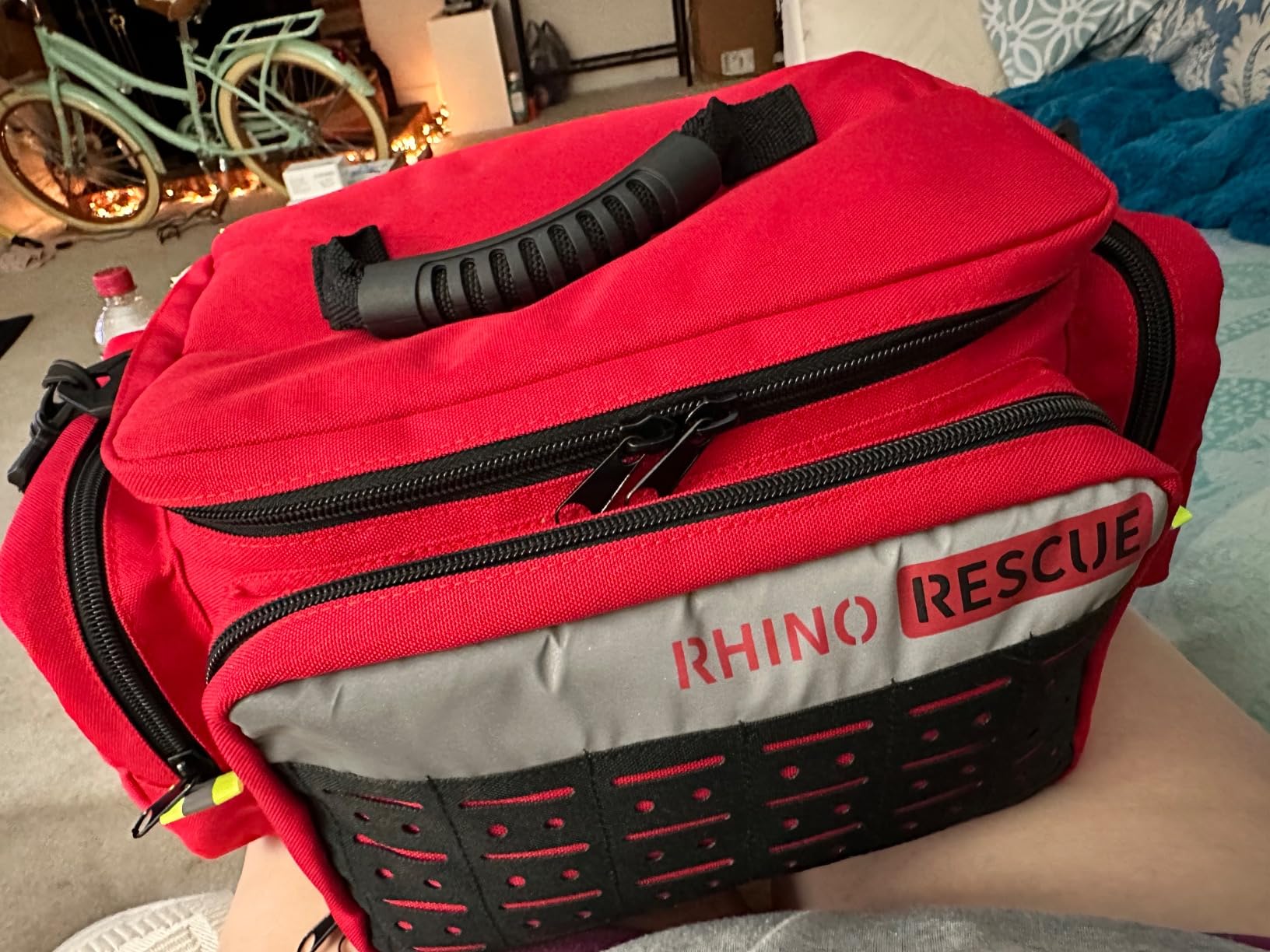 RHINO RESCUE First Responder First Aid Kit Fully-Stocked EMT Bag, Professional EMT/EMS Trauma Medical Kit, Molle System & Reflective Stripe, 300+ First Aid Supplies, Suits for Business, Home (Red) customer photo 1