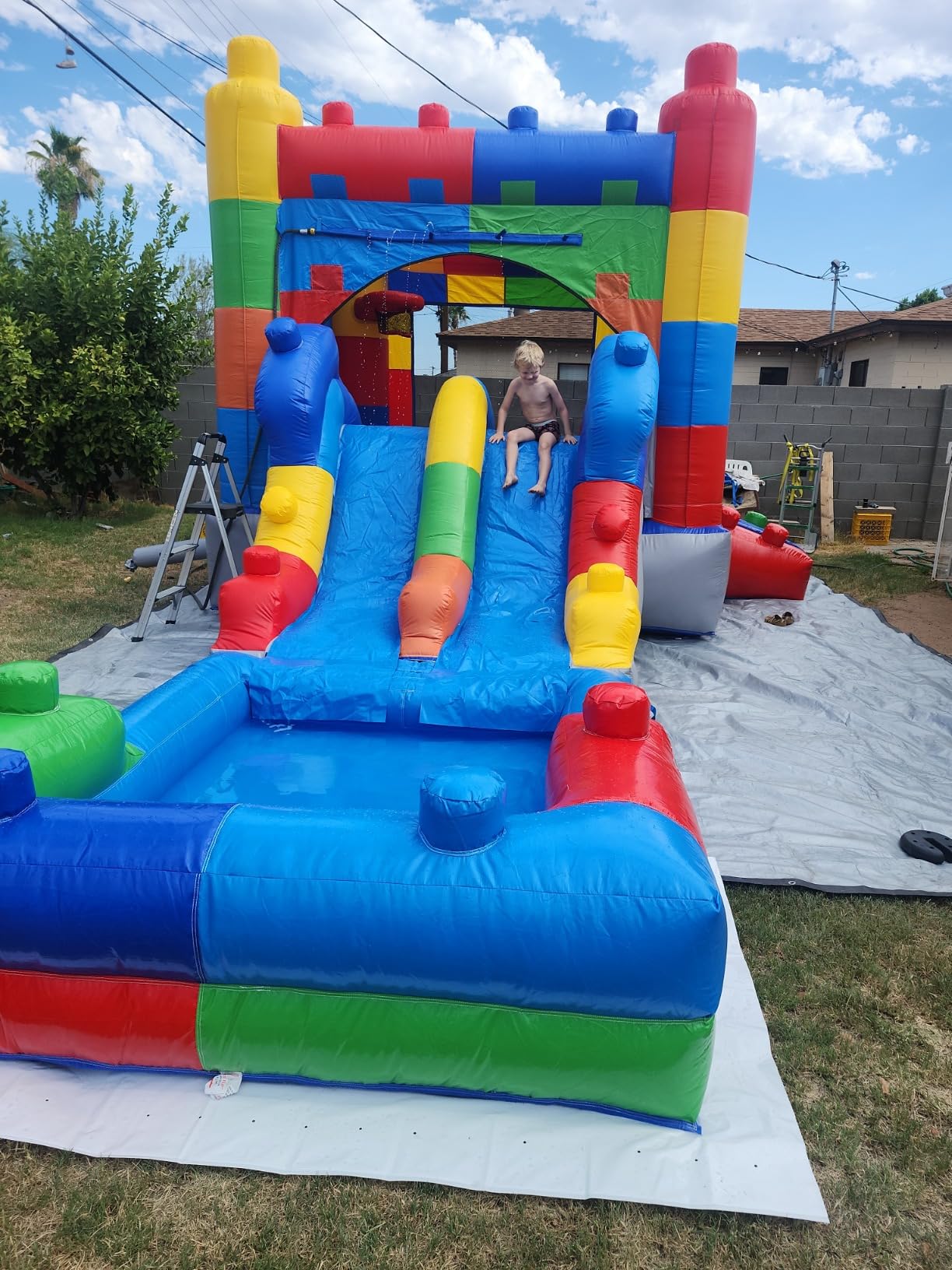 HeroKiddo 14'x26'x12' Block Party Bounce House with Dual Lane Slide; 100% Commercial Grade PVC Vinyl, with Basketball Hoop and Blower, Wet/Dry Fun for All Ages customer photo 2