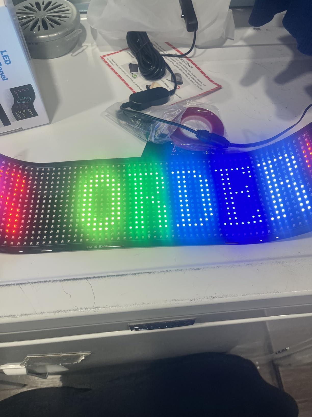Programmable LED Sign | Message Scrolling Display for Indoor | Flexible Advertising Sign | Bluetooth APP | Custom Editor Animations/Text/Graffiti (27x5) customer photo 1