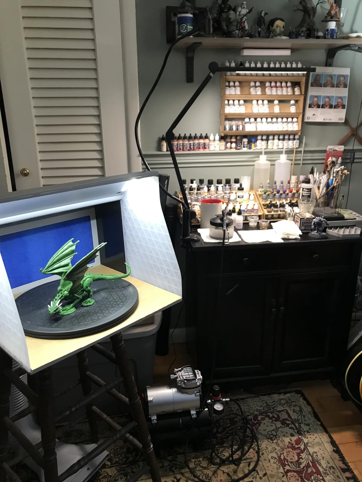 CO-Z Airbrush Spray Booth with Dual Fans & 4 LED Lihts, Folding Painting Booth with 19.5 cm Turntable, Portable Hobby Air Brush Booth with 140 cm Exhaust Hose for DIY Painting Model Craft Cake More customer photo 1