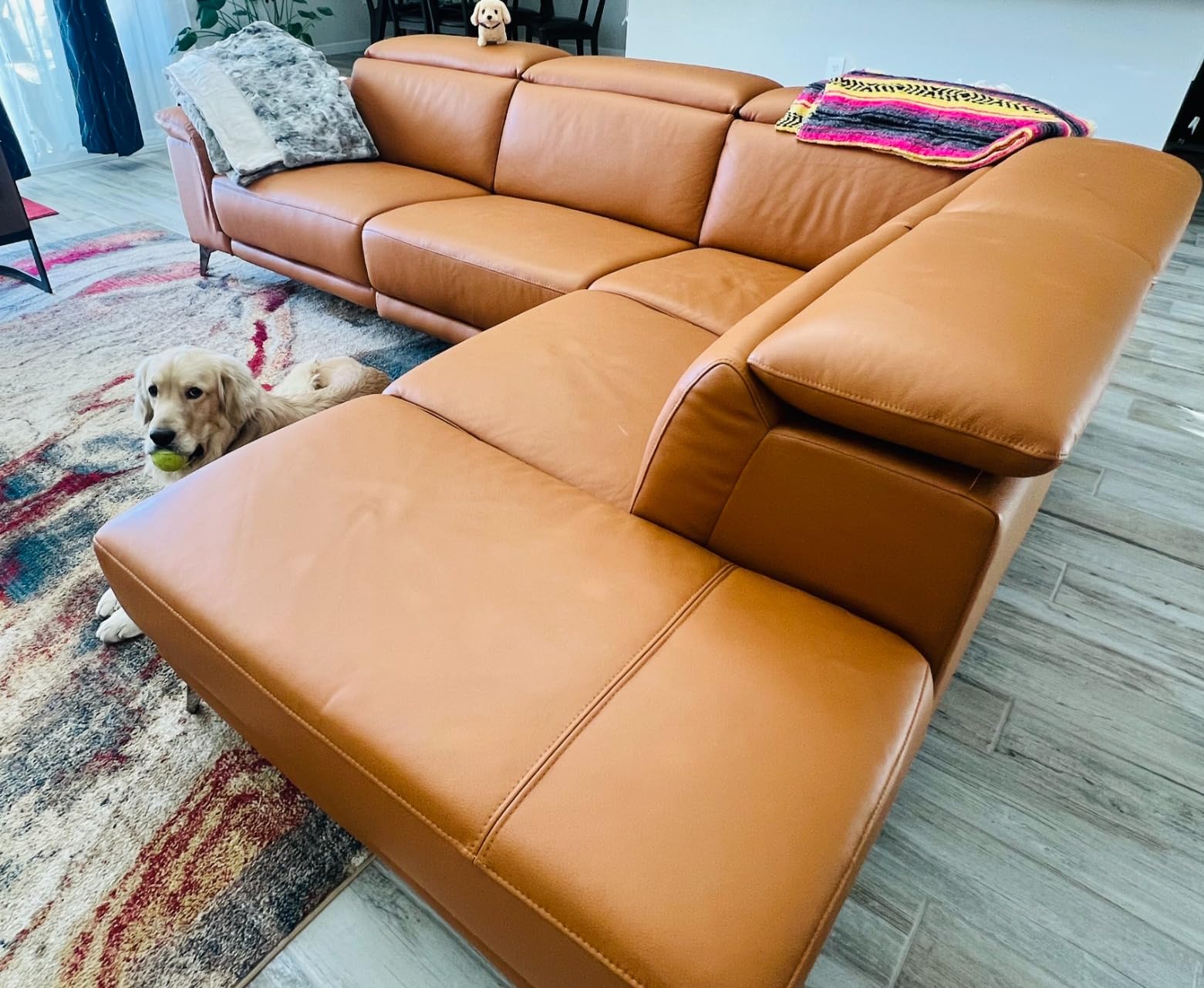 Valencia Pista Full Leather Right Chaise Sofa 112.5