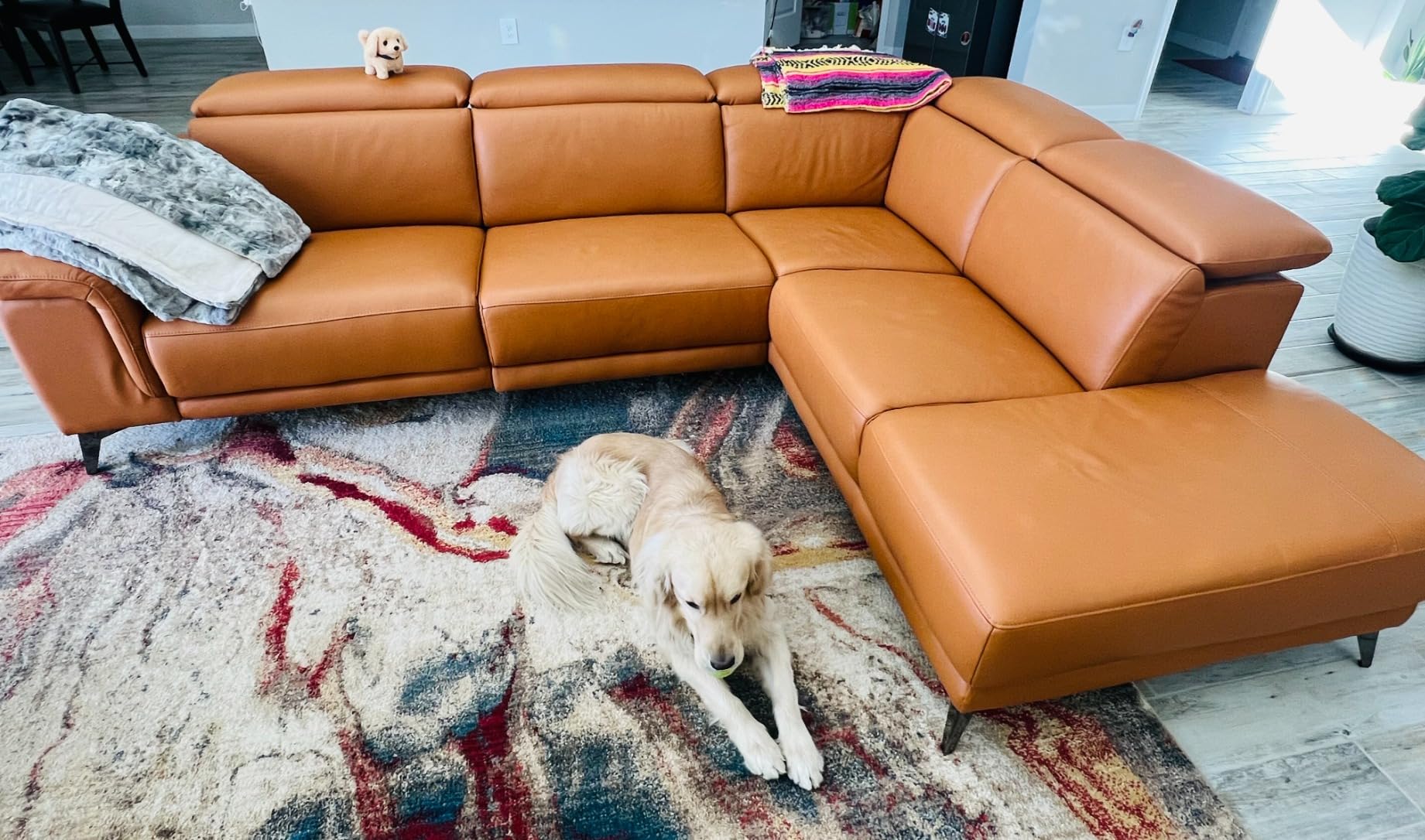 Valencia Pista Full Leather Right Chaise Sofa 112.5