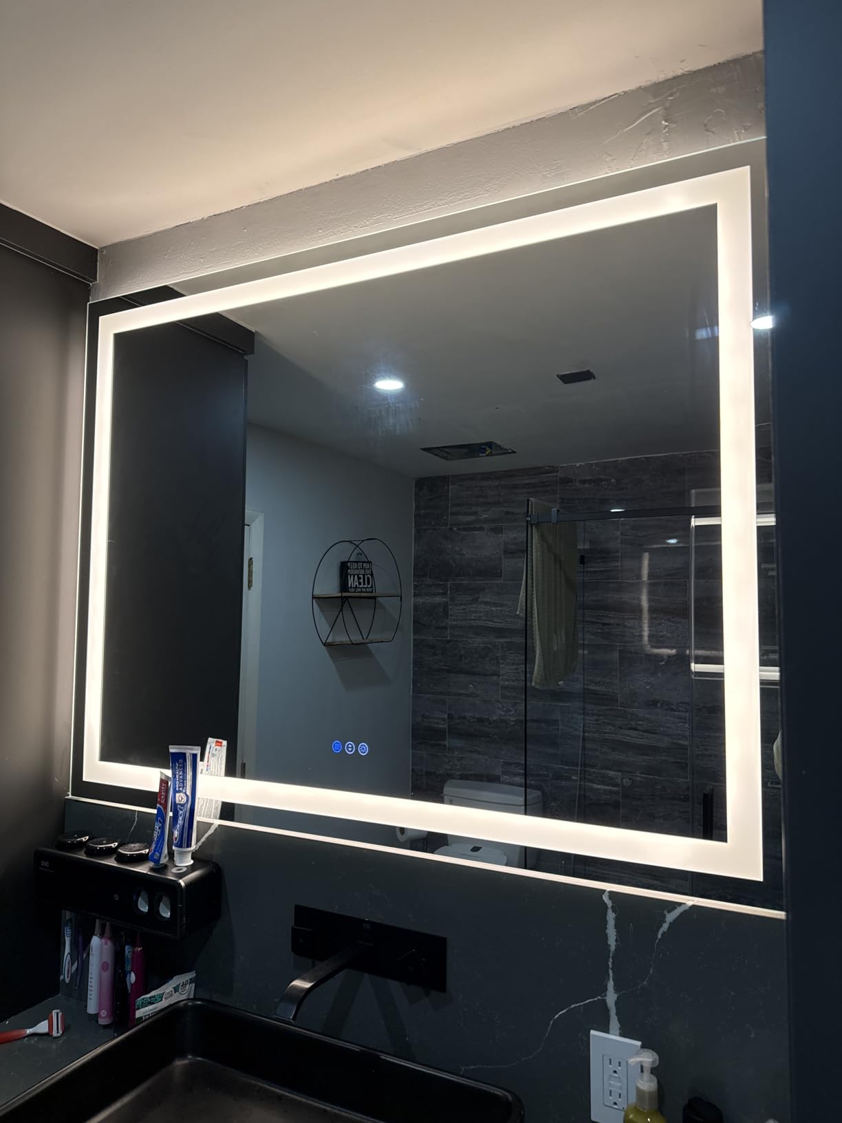 LED Bathroom Mirror for Wall 60x38, Large Lighted Vanity Mirror with Lights, Dimmable, Anti-Fog, Shatter-Proof, ETL Listed (Front + Backlit) customer photo 1