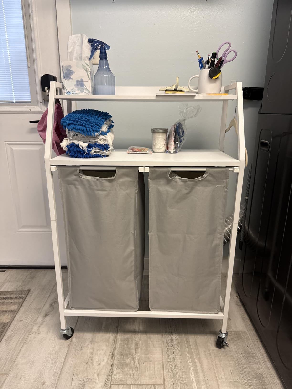 Laundry Hamper, Laundry Sorter with 4 Section, Rolling Basket with Wheels, 2 Shelves, 4 x 14.5 Gal Pull-Out Removable Oxford Fabric Bags customer photo 1