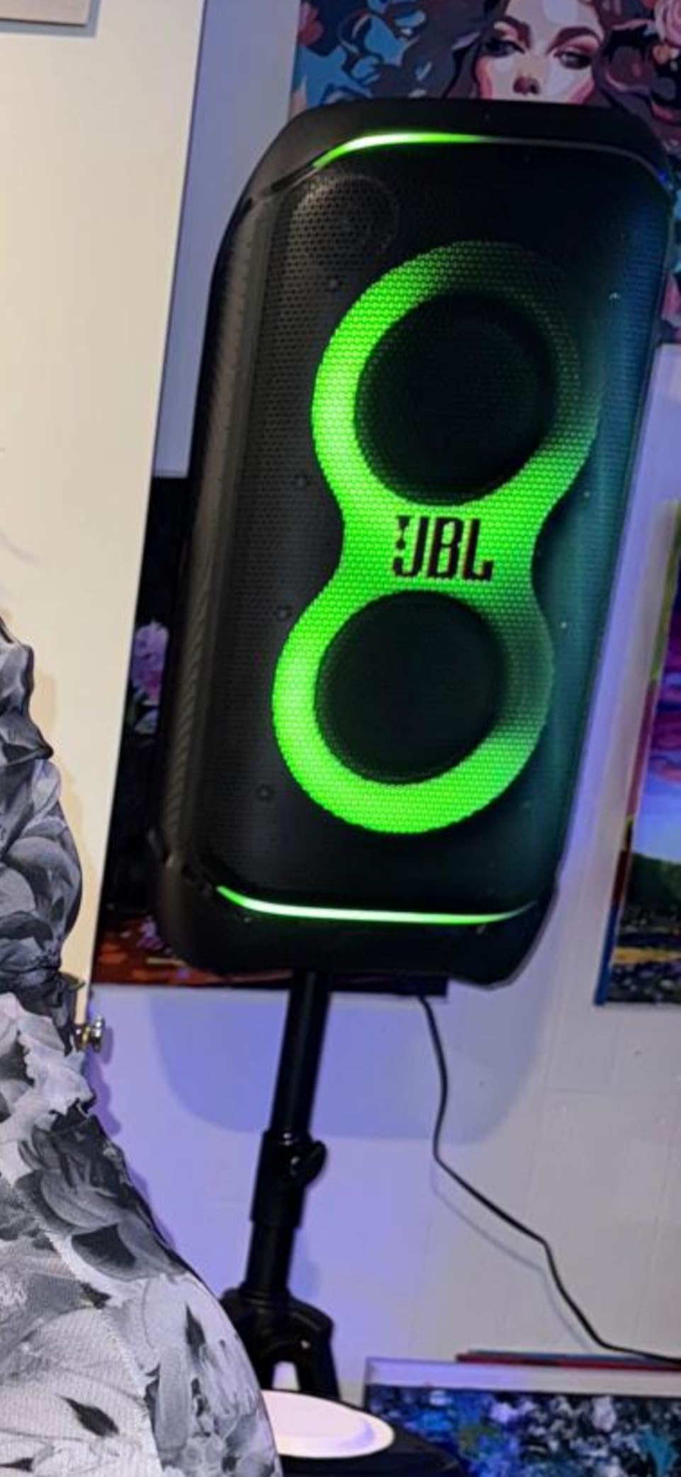 JBL PartyBox Stage 320 Portable Party Speaker with Wireless Two Microphone System - 240W Wireless Splash Proof Speaker with 12 Hours Playtime, Powerful Sound and Deep Bass customer photo 2