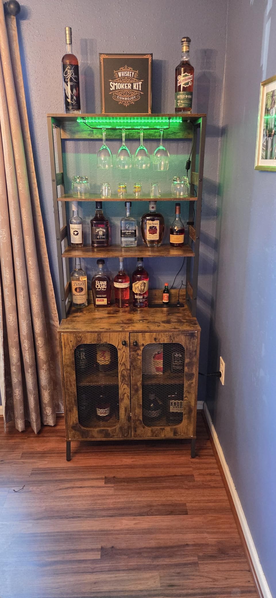 Aheaplus Bar Cabinet with Power Outlets, 67