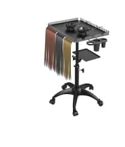 ZHOOGE Hairstylist Rolling Cart, Salon Trolley With Storage Platform and Hair Separator Stand, Coloring Tray With Dye Bowls and Tools, Black customer photo 1