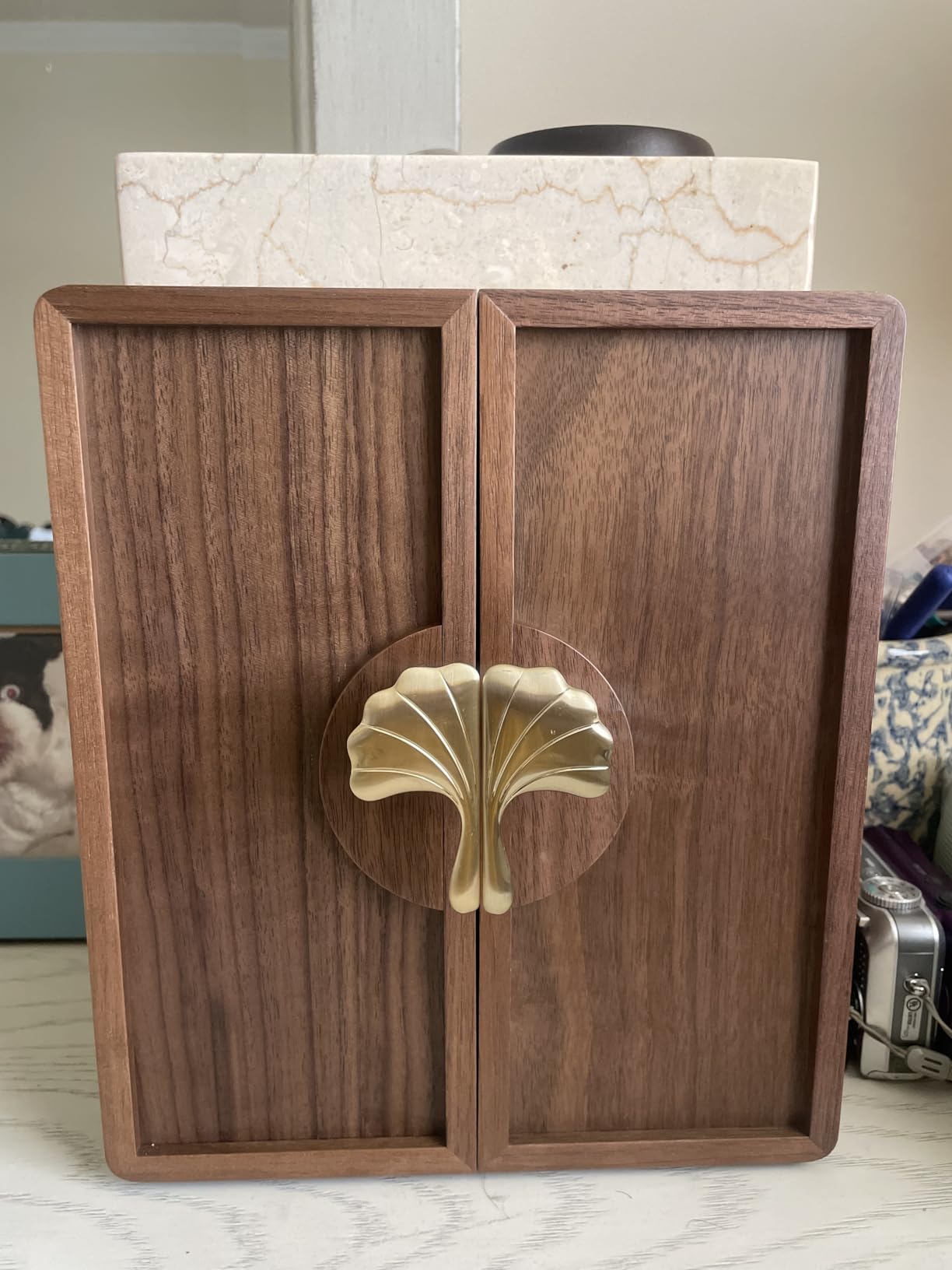 Homruilink Wooden Jewelry Box 5 Layer Black Walnut Large Jewelry Organizer with Brass Handle for Necklaces Rings Earrings Watches Storage customer photo 1