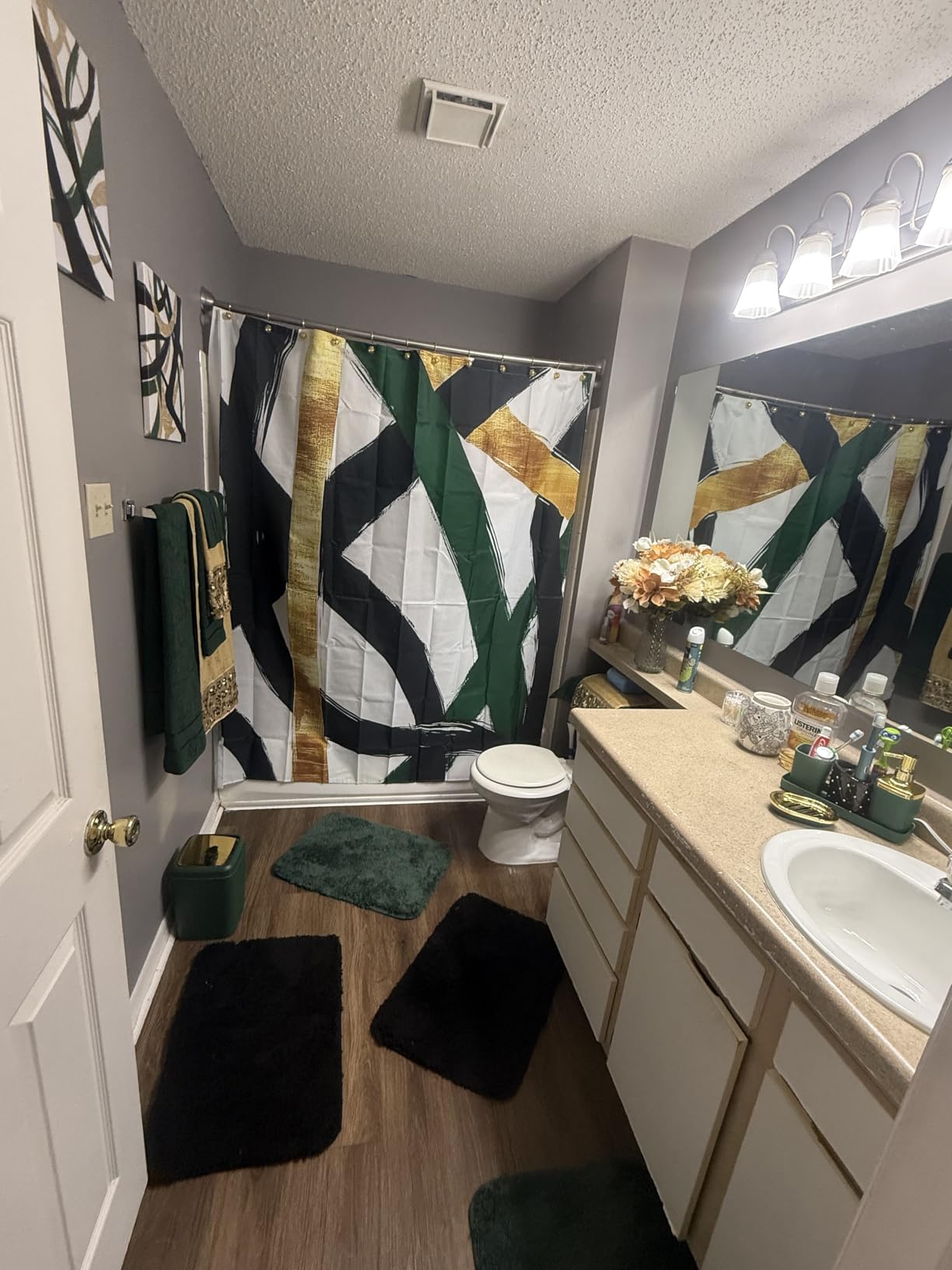 White Marble Bathroom Accessories Set, White Bathroom Set with Trash Can, Vanity Tray, Soap Dispenser, Soap Dish, Toothbrush Holder, Toothbrush Cup, Toilet Brush and Qtip Holders for Bathroom customer photo 1