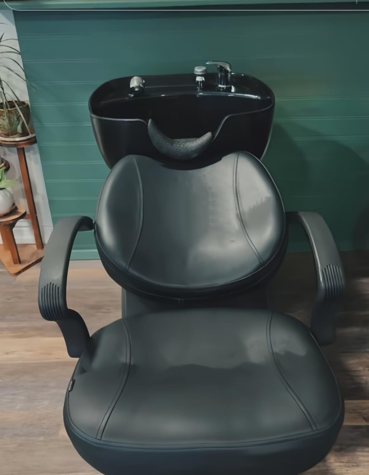 Shampoo Bowl and Chair Set for Salon, Hair Washing Station for Hair Stylist, ABS Shampoo Bowl Sink Chair with Side Store Compartment for Spa Beauty Barbershop, Black customer photo 2