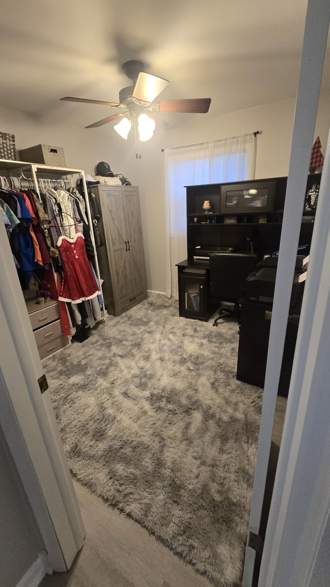 Aheaplus Garment Rack Heavy Duty Clothes Rack for Hanging Clothes, Clothing Racks with Drawers, Wood Storage Shelf Freestanding Closet Wardrobe, Corner L Shaped Closet System Organizers, White Oak customer photo 2