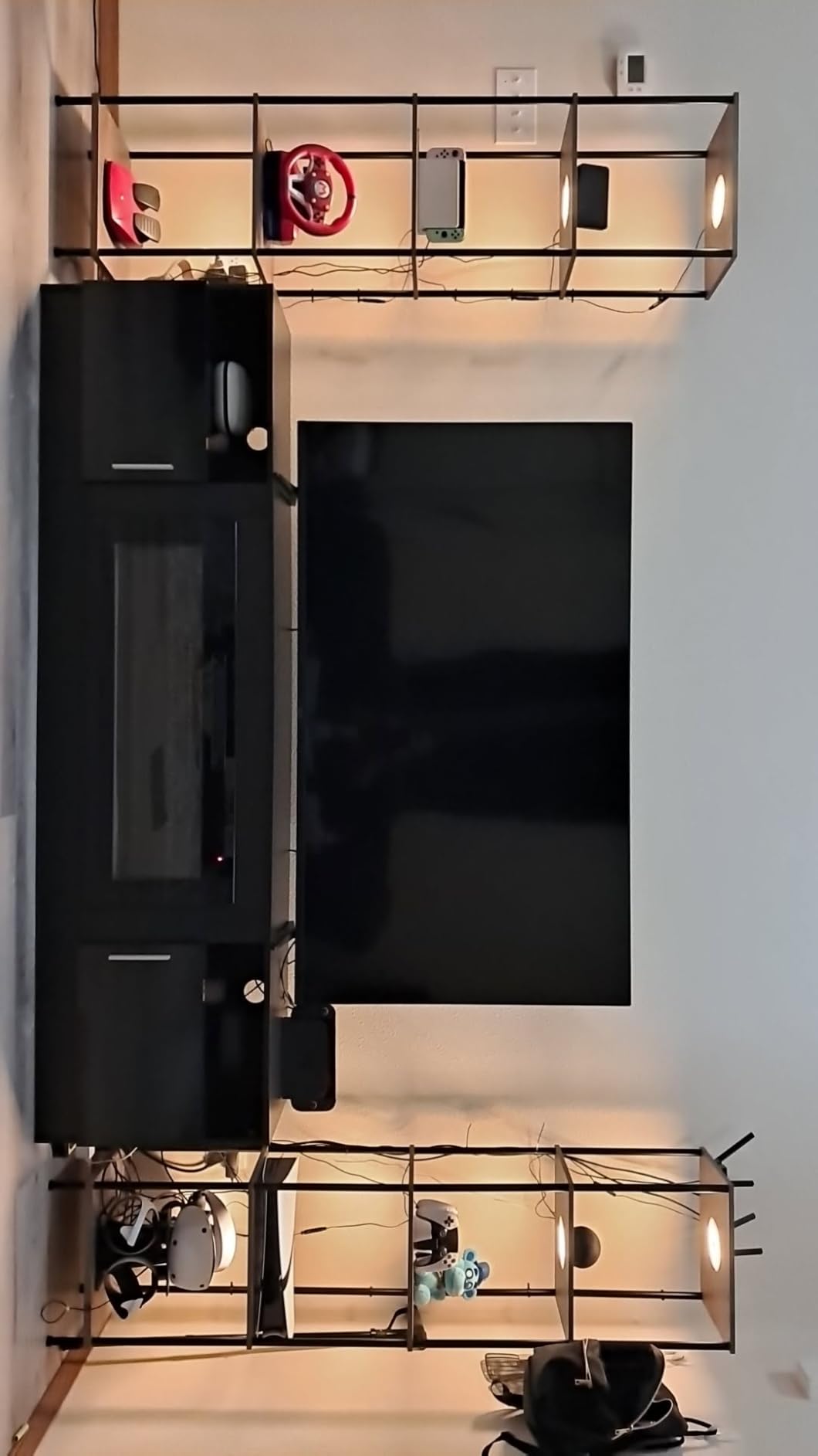 Display Shelf with RGBW Light, Color Changing Curio Cabinet Floor Lamp with Shelves Corner Standing Column Lamp Etagere Organizer Tower Nightstand Bookcase for Living Room Bedroom Office Décor Black customer photo 2