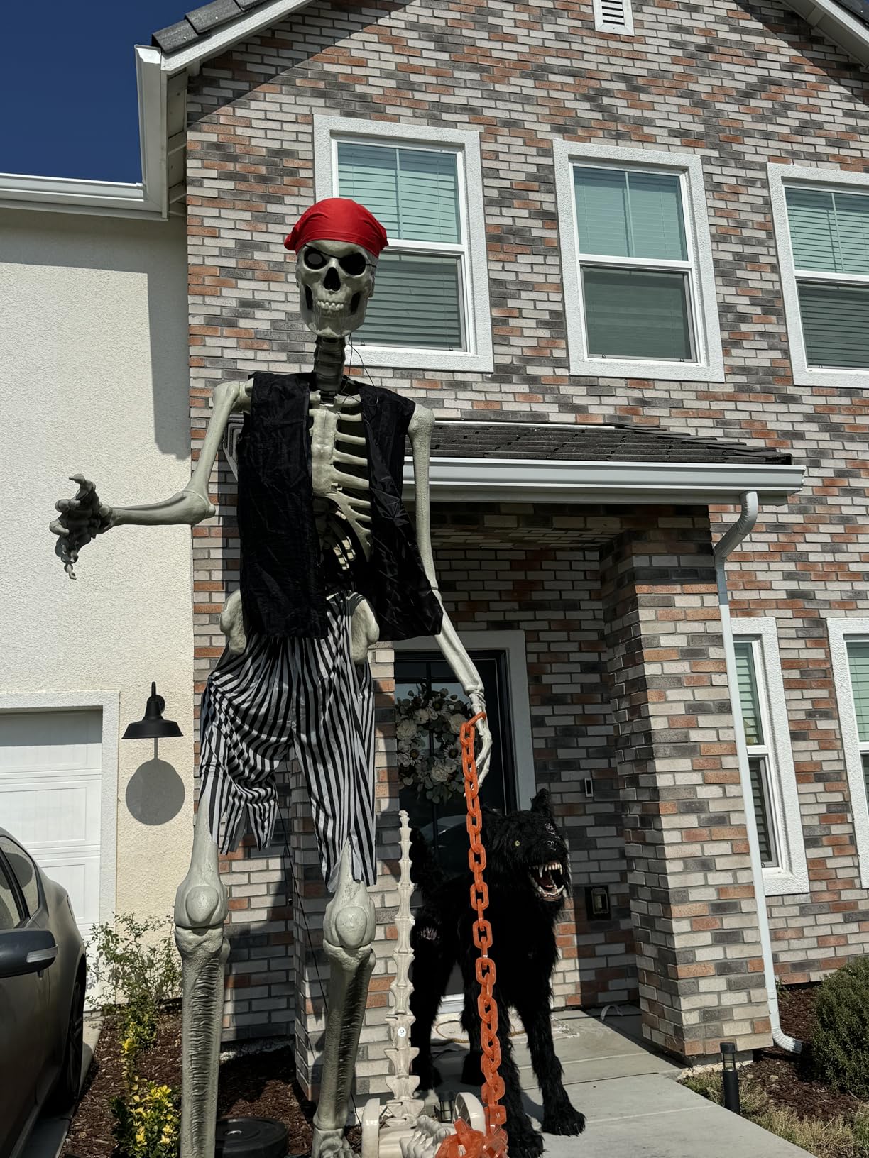 Cozypower 4 Pcs 12 ft Skeleton Outfits Accessories Giant Pirate Costume Set Halloween Skeleton Clothing Accessories for Garden Lawn Outdoor Halloween Decoration customer photo 1