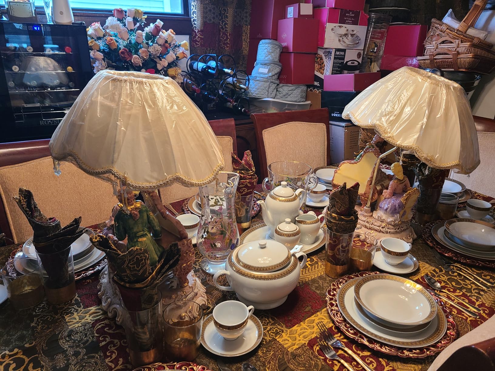 Loom and Mill Luxury Damask Curtains for Bedroom, Lined Thick Jacquard Blackout Curtains with Tiebacks, Window Curtain for Living Room Party Banquet Decor (Wine Red) customer photo 2