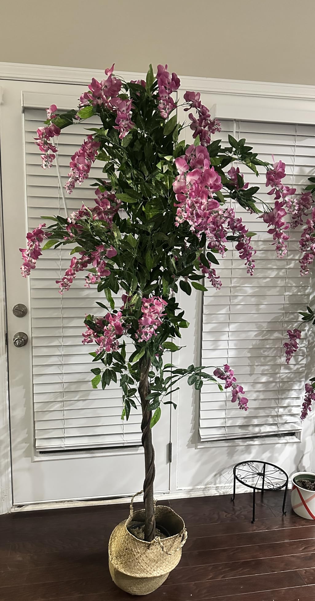 6ft Artificial Tree Plants, Fake Wisteria Tree with Woven Seagrass Basket (2 Pack) customer photo 1