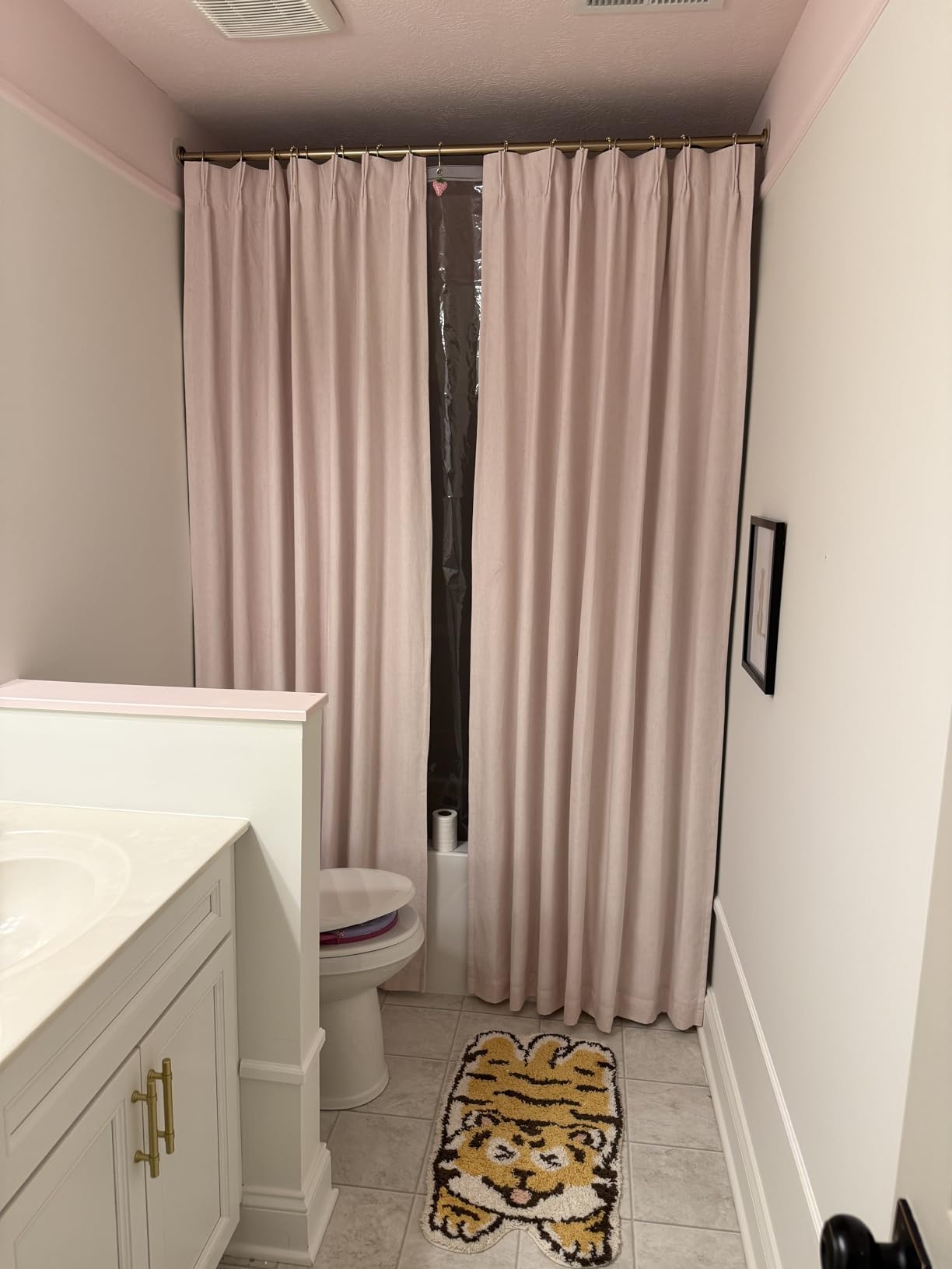 Flax Linen Black Out Curtains for Bedroom Windows 96 Inch Long 2 Panels Pinch Pleated 2 Layer Back Tab Insulated Thermal Blackout Curtain Living Room Earthy Tone Cream Beige Drapes 96 Inch Length customer photo 2