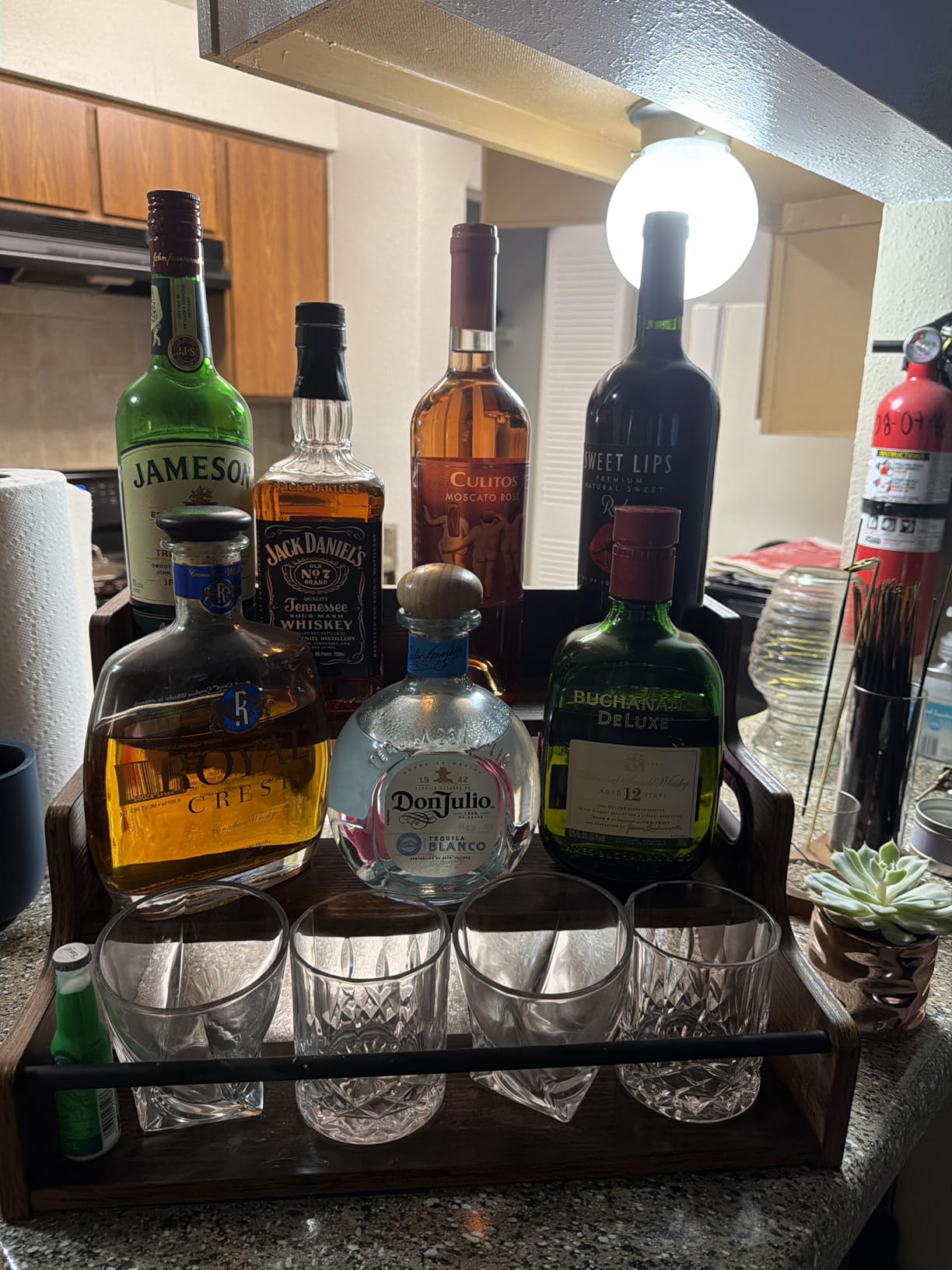 KLM Liquor Bottle Display Shelf, Coffee Syrup Rack Organizer, 3 Step Countertop Liquor Wine Rack, mini bar,liquor cabinet, Home Retro Bar Shelf Stand for Liquor Whiskey, Spirits customer photo 1