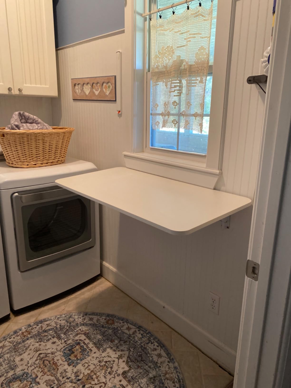 Laundry Folding Table, 32'' x 16'' Wooden Wall Mount Desk, Laundry Table for Folding Clothes customer photo 1