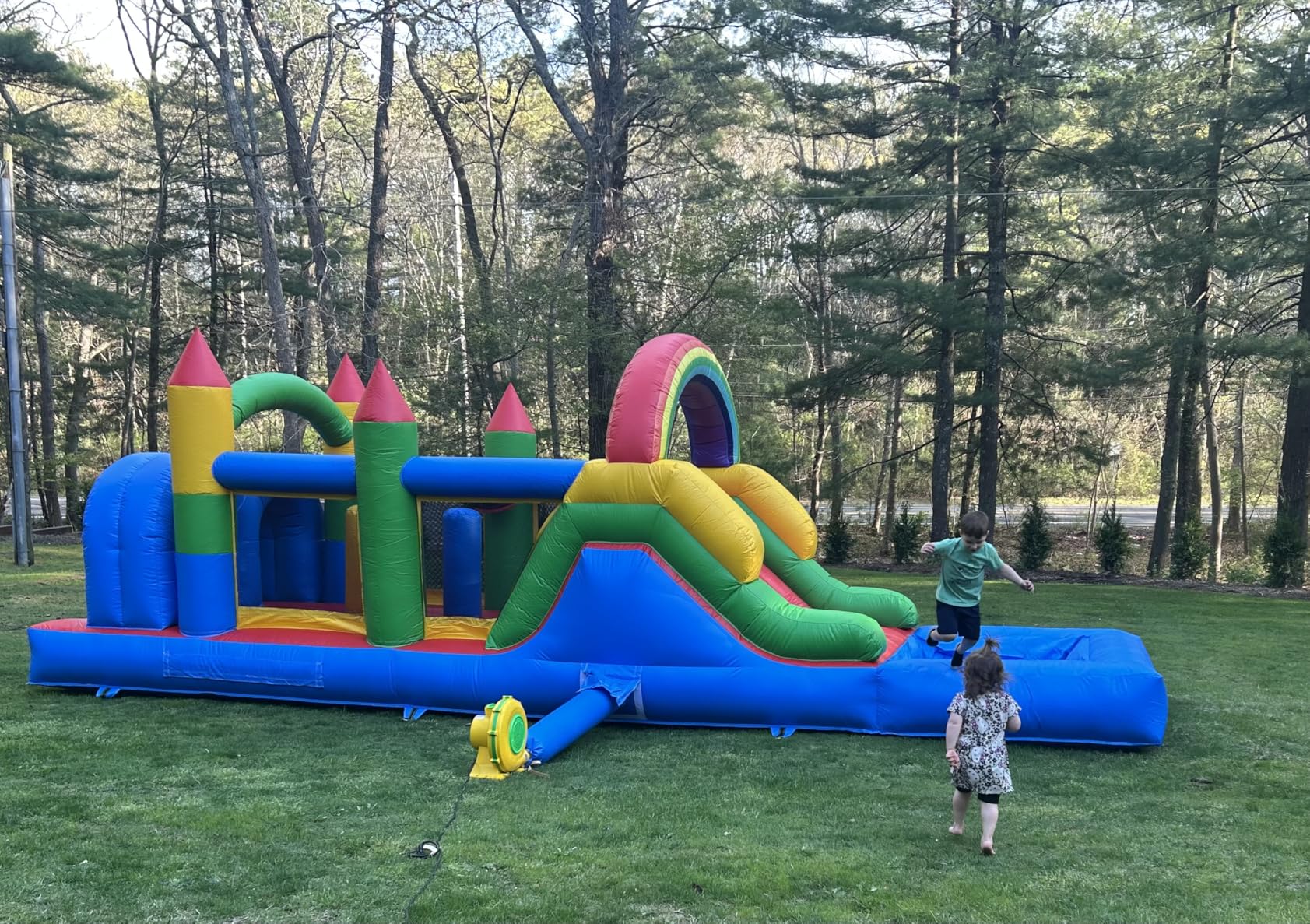 25FT Commercial Bounce House for Big Kids, 100% PVC Inflatable Obstacle Course Bounce House for Adults, Heavy Duty Large Bouncer House with Water Slides/950W Blower, Outdoor Party, 25x8x8.2FT customer photo 1