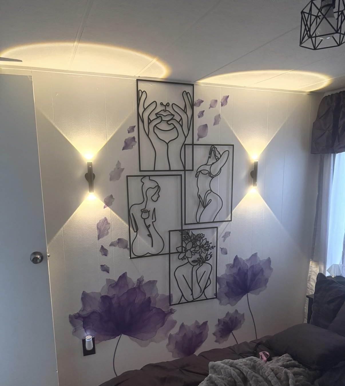 Glamativity Large 4 Pcs Colorful And Black Double-Sided Gold Leaf Metal Wall Art, 22.5 x 15.7'' Botanical Abstract Wall Décor Metal Leaf with Frame, 3D Textured Sculptures customer photo 2