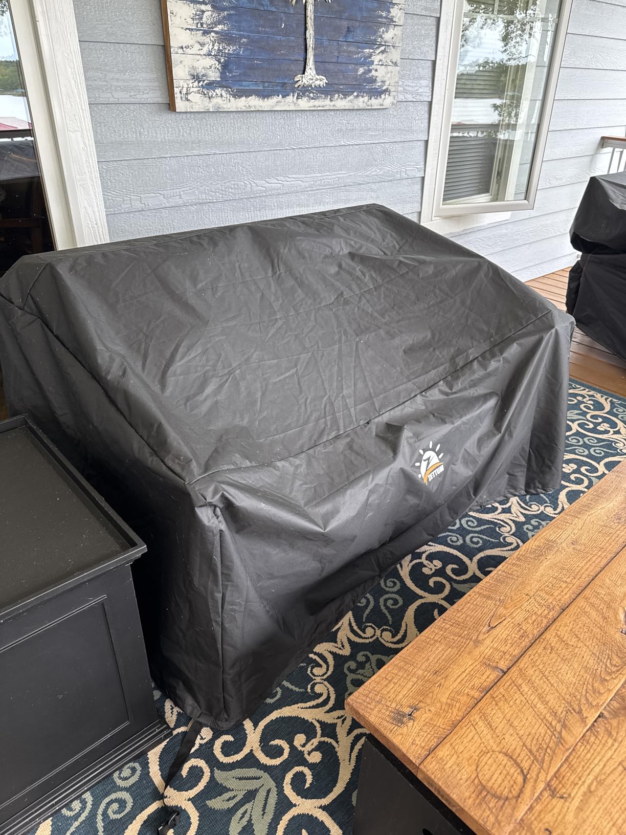 Zettum Patio Sofa Cover 80 Inch - 600D Outdoor Couch Cover Furniture Cover Waterproof & Heavy Duty, Large 3-Seater Bench Cover for Outside Sofa, Loveseat, Couch, Glider and Bench - 80 x 36 x 33 Inch customer photo 2