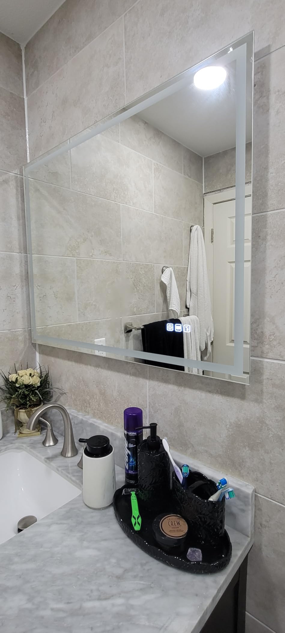 SBAGNO 36x60 LED-Bathroom-Mirror-with-Bluetooth, Dimmable-Lighted-Bathroom-Vanity-Mirror-with-3-Colors, Backlit + Front Lit, Memory Function, Anti-Fog, Tempered Glass, Horizontal/Vertical customer photo 1