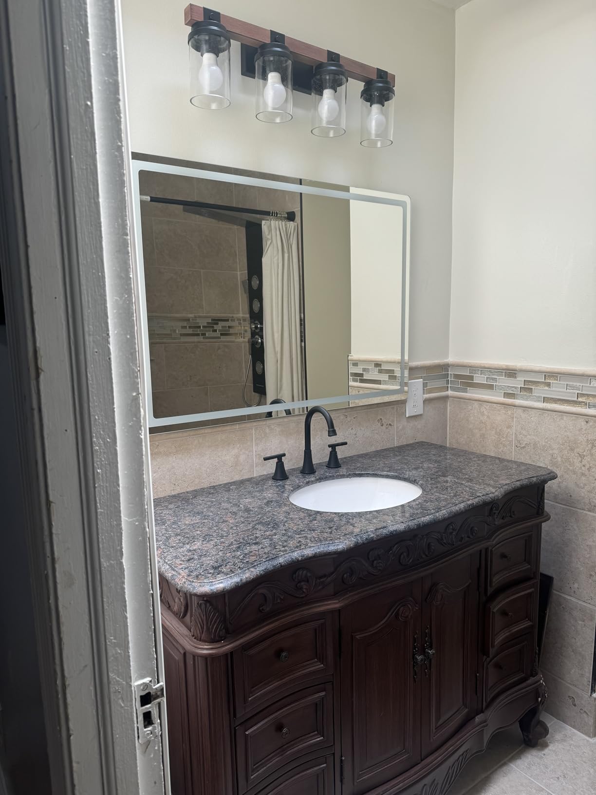 SBAGNO 36x60 LED-Bathroom-Mirror-with-Bluetooth, Dimmable-Lighted-Bathroom-Vanity-Mirror-with-3-Colors, Backlit + Front Lit, Memory Function, Anti-Fog, Tempered Glass, Horizontal/Vertical customer photo 2