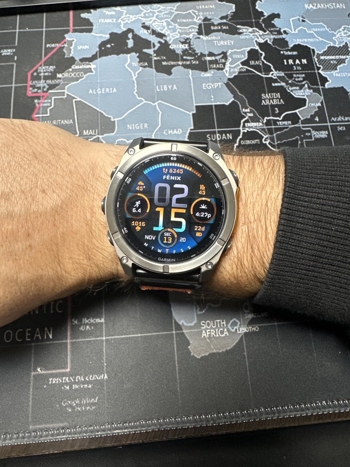 fēnix® 8 - 47 mm, AMOLED, Sapphire, Premium Multisport GPS Smartwatch, Long-Lasting Battery Life, Dive-Rated, Built-in LED Flashlight, Titanium with Spark Orange/Graphite Band customer photo 1