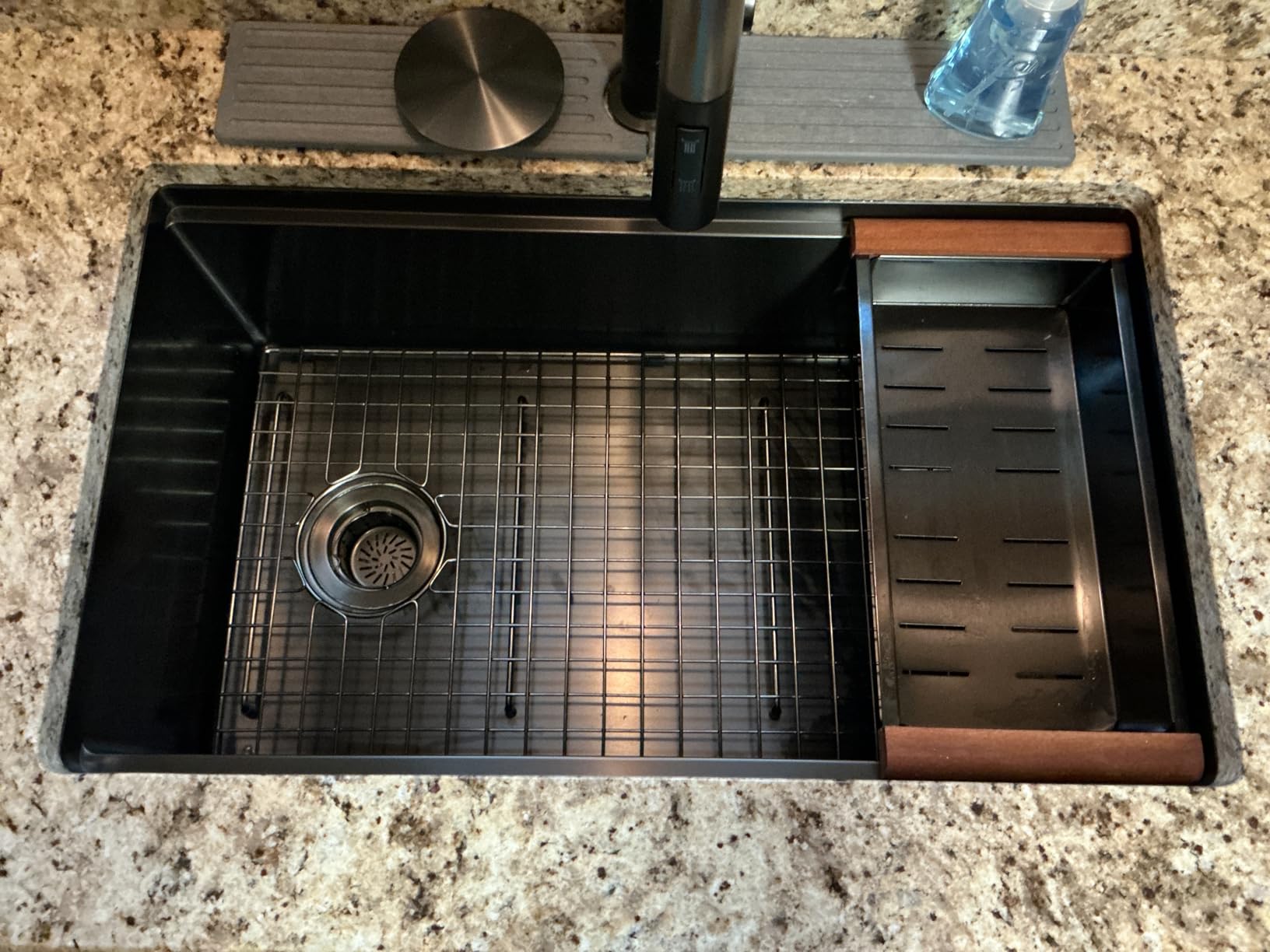 Black Bar Sink Undermount, Small Bar and Prep Sinks, 16 Gauge Stainless Steel Bar Sink with Workstation for Wet Bar Area, Special Offset Drain Design (16 X 18 Inch) customer photo 2