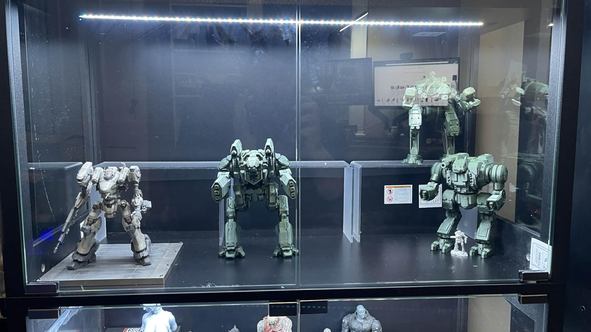 Display Cabinet with Glass Doors, 4-Tier Curio Cabinet with 3 Color Lights for Collectibles, Glass Display Case with Human Body Sensor, Bookcase with 4 Shelves, Storage Cabinets, Black customer photo 1