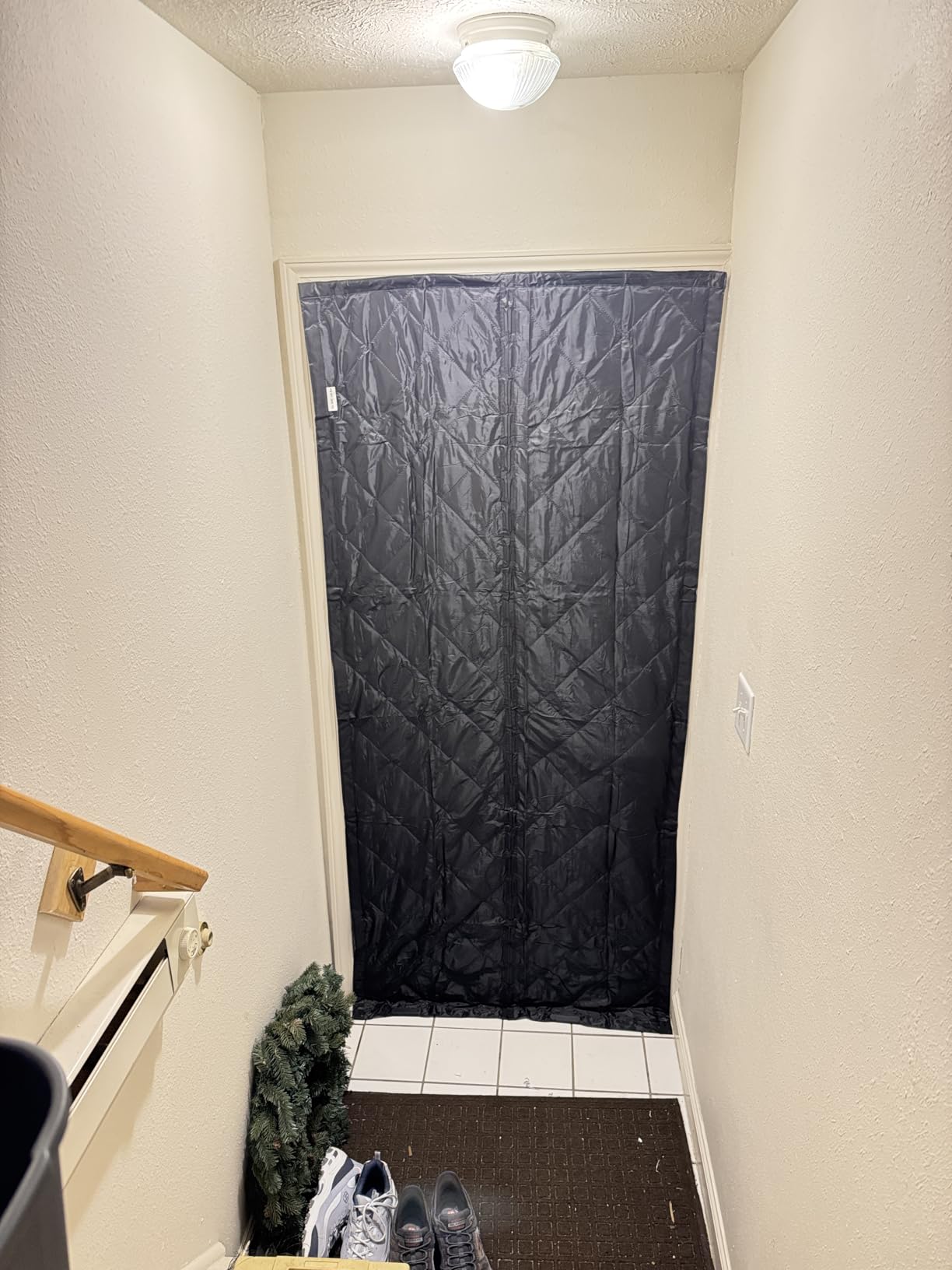 Thermal Insulated Garage Door Curtain with Clear Window, 16ft x 7ft Winter Door Cover for 2 Car Garage Heat Insulation with Thicken Polyester Fiberfill & Durable Oxford Fabric customer photo 2